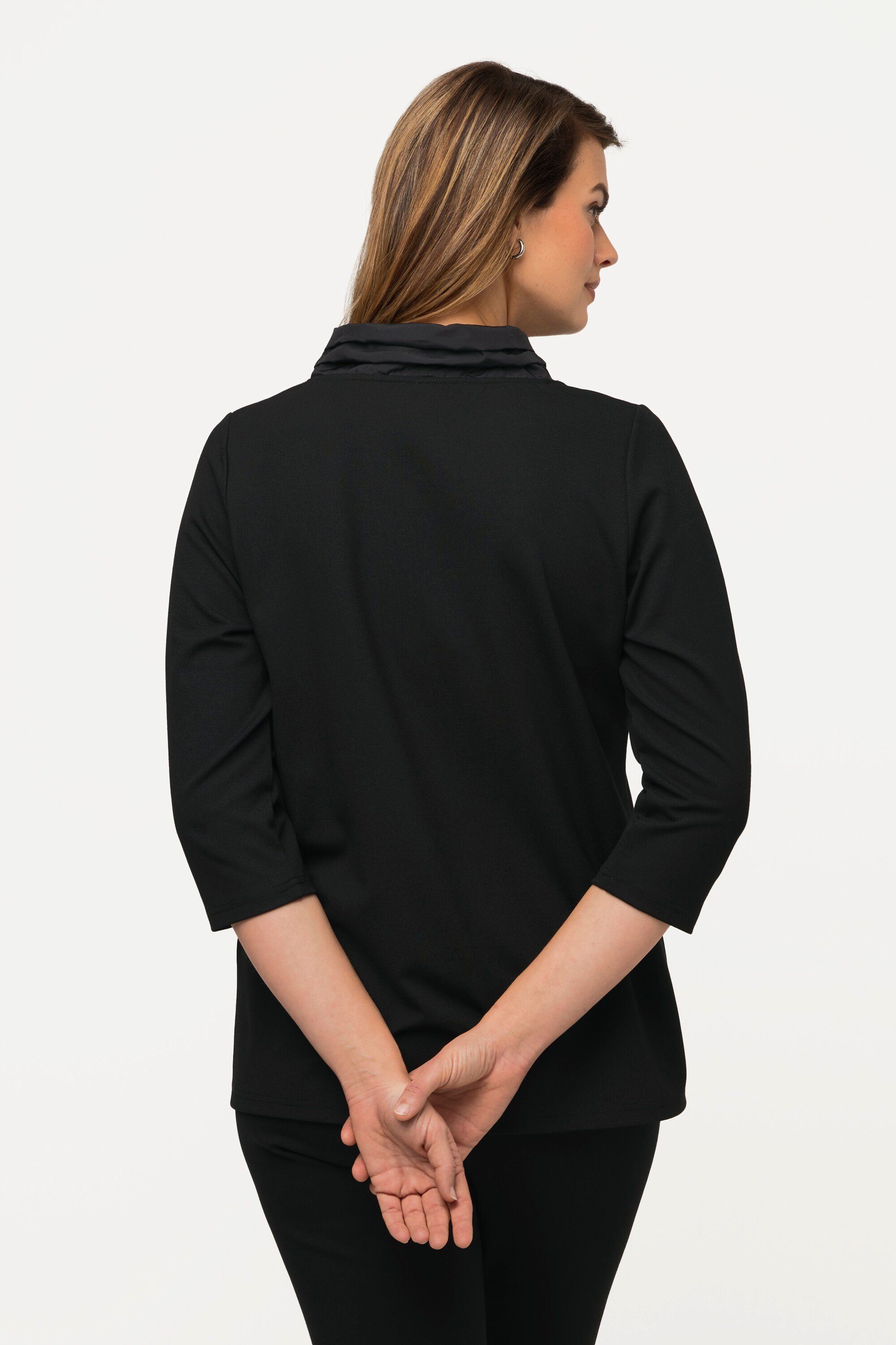 Ulla Popken Sweatshirt V-Ausschnitt Taft-Kragen Classic Punto-Shirt