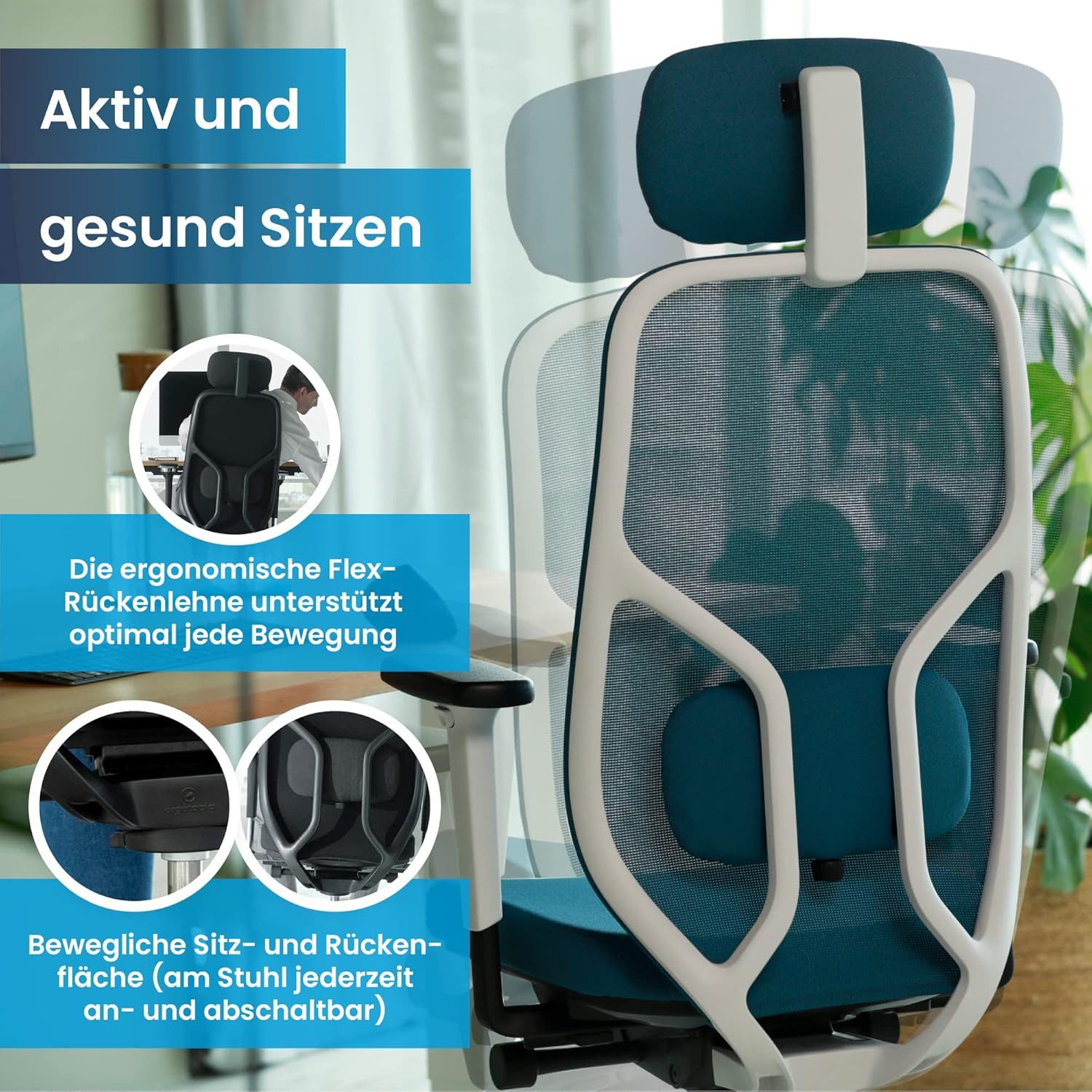 Ergotopia Bürostuhl MasterBack ergonomischer Schreibtischstuhl mit Kopfstüt günstig online kaufen