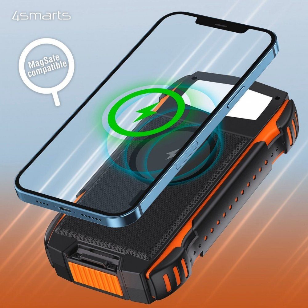 4smarts Rugged TitanPack UltiMag 20000 Solar - Powerbank - schwarz/orange Powerbank