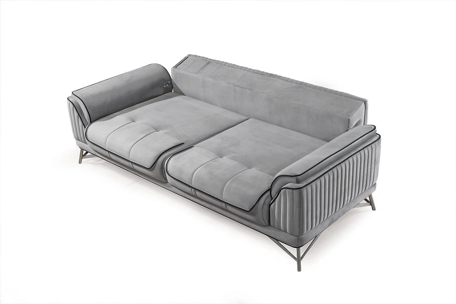 (100% Turkey, 2-Sitzer, Quality Polyester) Stk. in Sofa Möbel Bond, Luxus-Microfaser Grau Made Villa 1