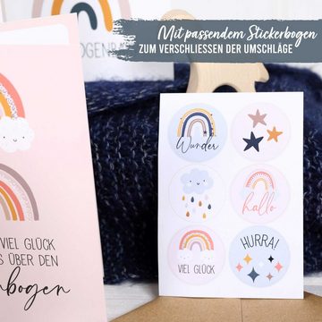PAPIERDRACHEN Klappkarte 6 Glückwunschkarten zur Geburt - Baby Klappkarten mit Umschlag