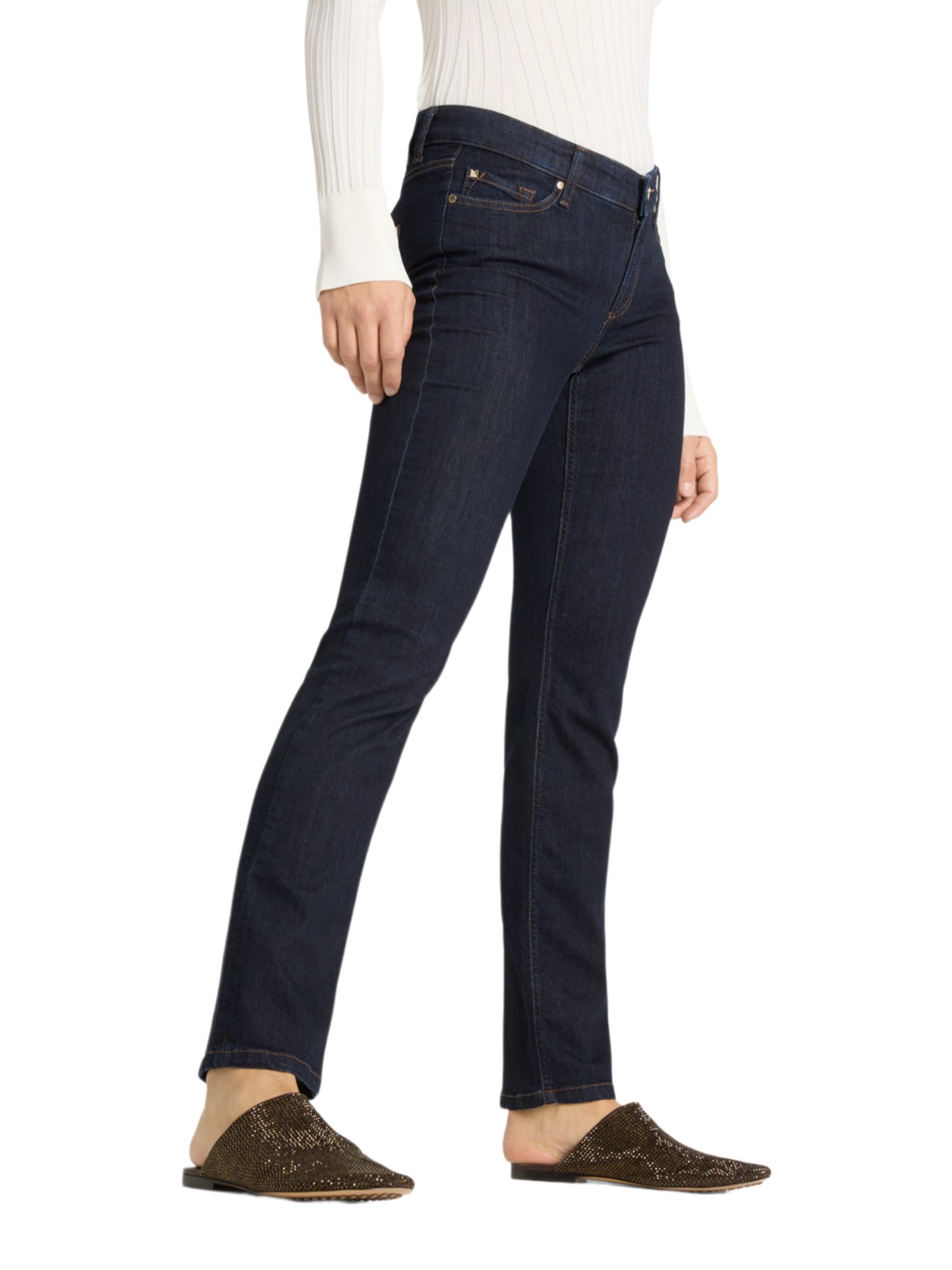 Cambio Stretch-Hose blau, Casual, Baumwolle, Unifarben, Slim Fit, Mittel