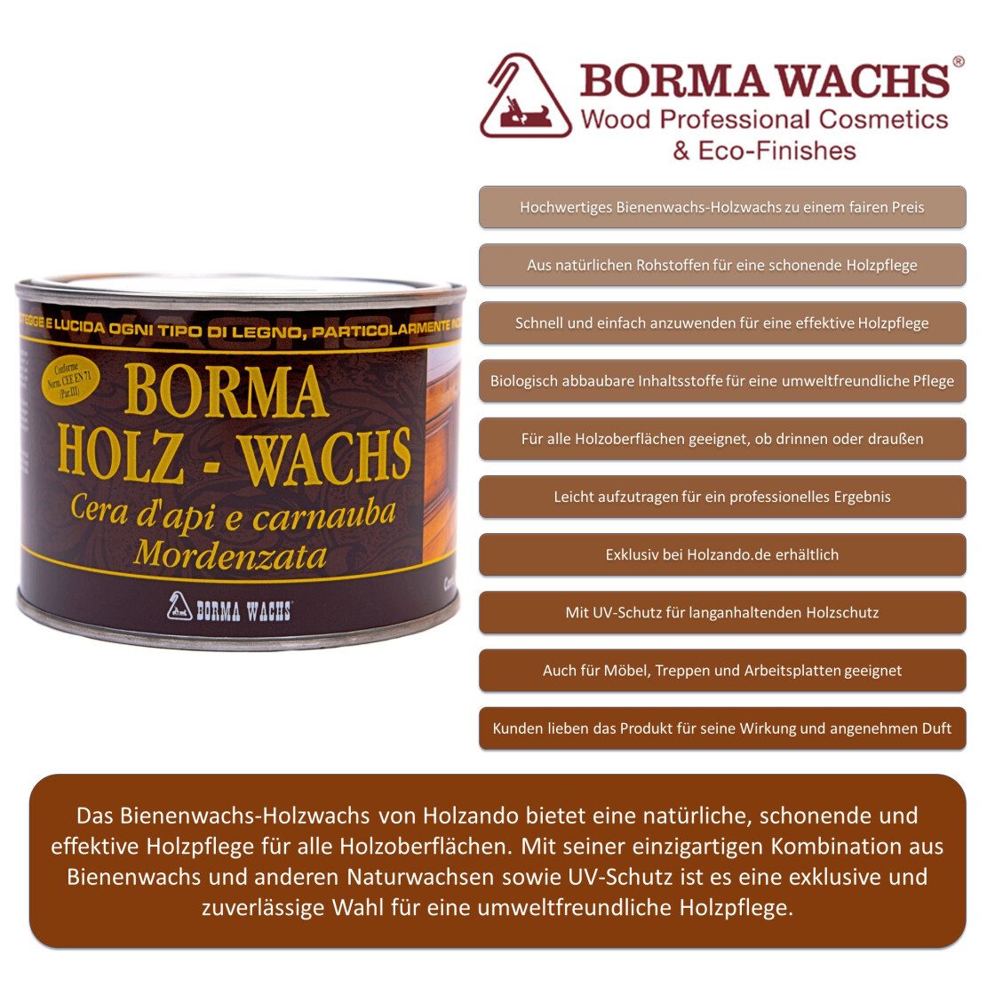 BORMA Bienenwachs Holzwachs 500ml Schutzwachs