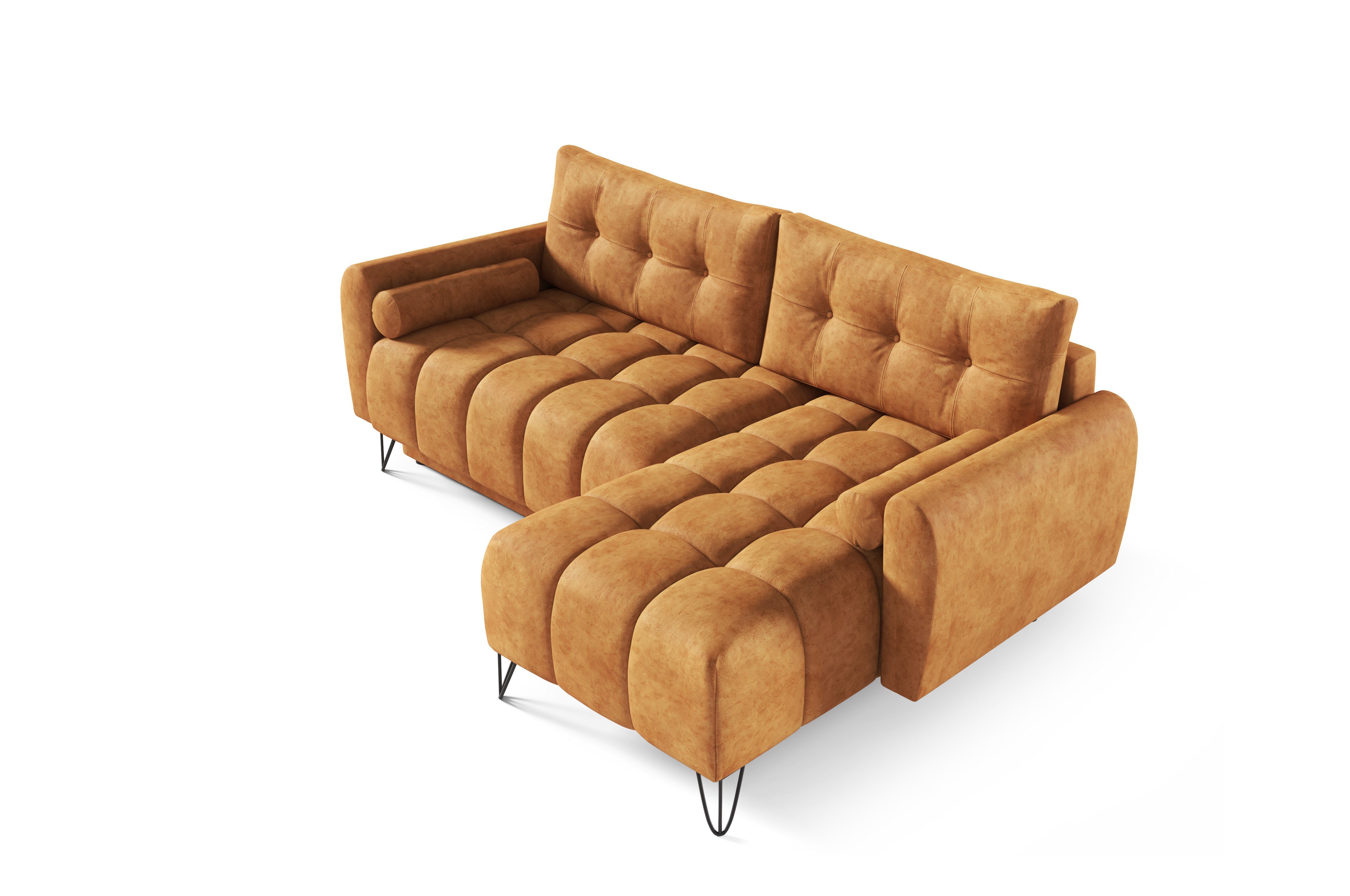 MOEBLO Ecksofa mit Sofagarnitu - Bettzeugablage (BxHxT): Schlaffunktion 222x148x94 Bettkasten OHIO Schlaffunktion Wohnzimmergarnitur mit cm, Ecke und Elegante L-förmiges Mini, Couch