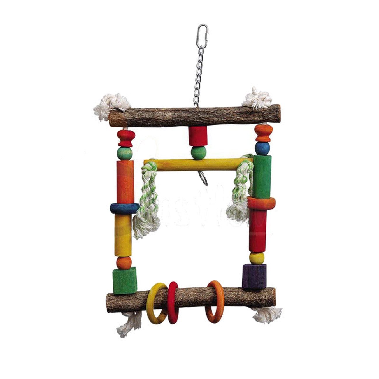 Ollesch Vogelspielplatz Vogelschaukel Papageienspielzeug 26,5 x 47 cm
