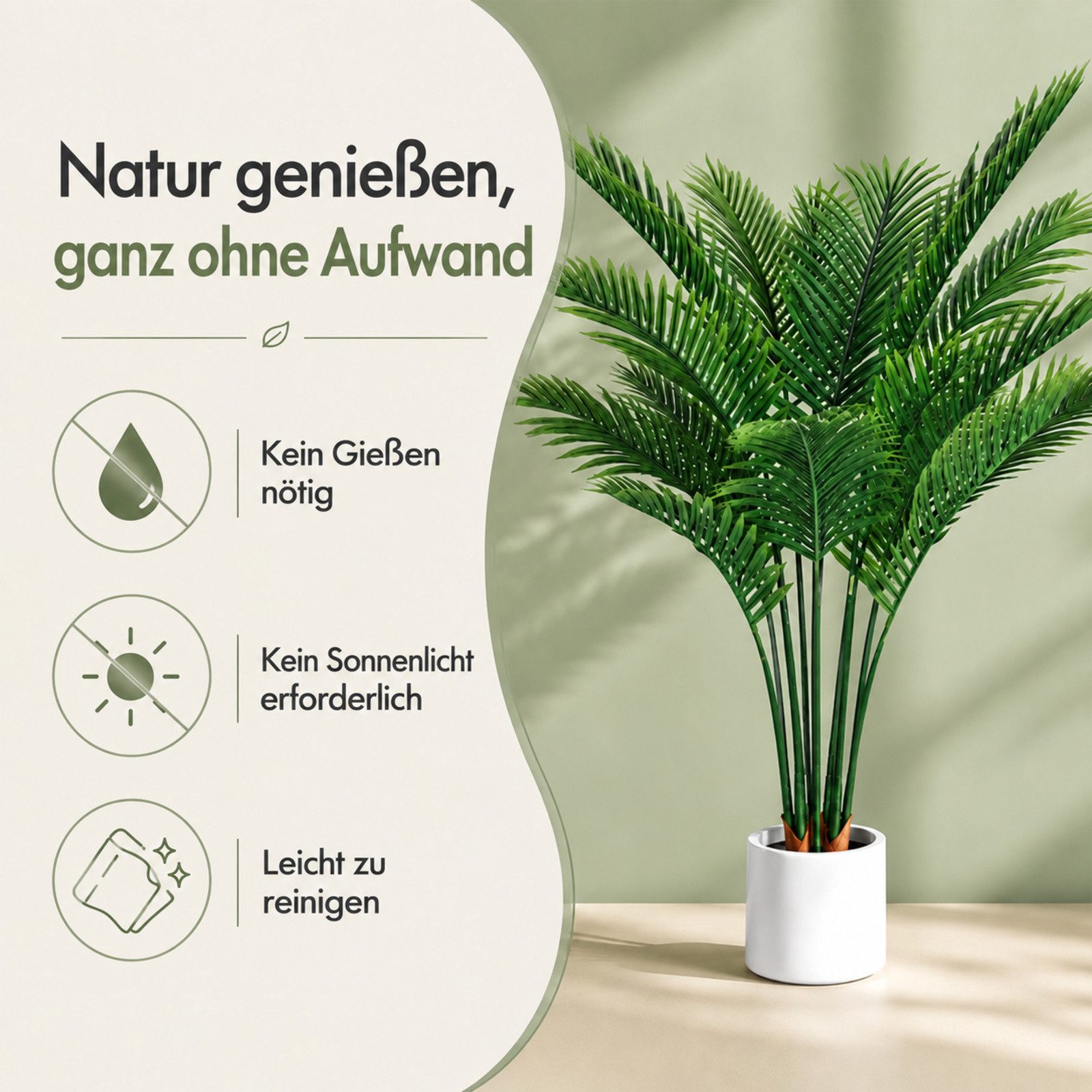 Kunstpflanze 160CM Künstlicher Kunstpalme, Künstliche Palme, Kunstpflanze wie echt Kunstpalme, BlingBin, Höhe 160 cm, Kunstpalme Deko für Wohnzimmer Balkon Flur – Bild 3 von 5