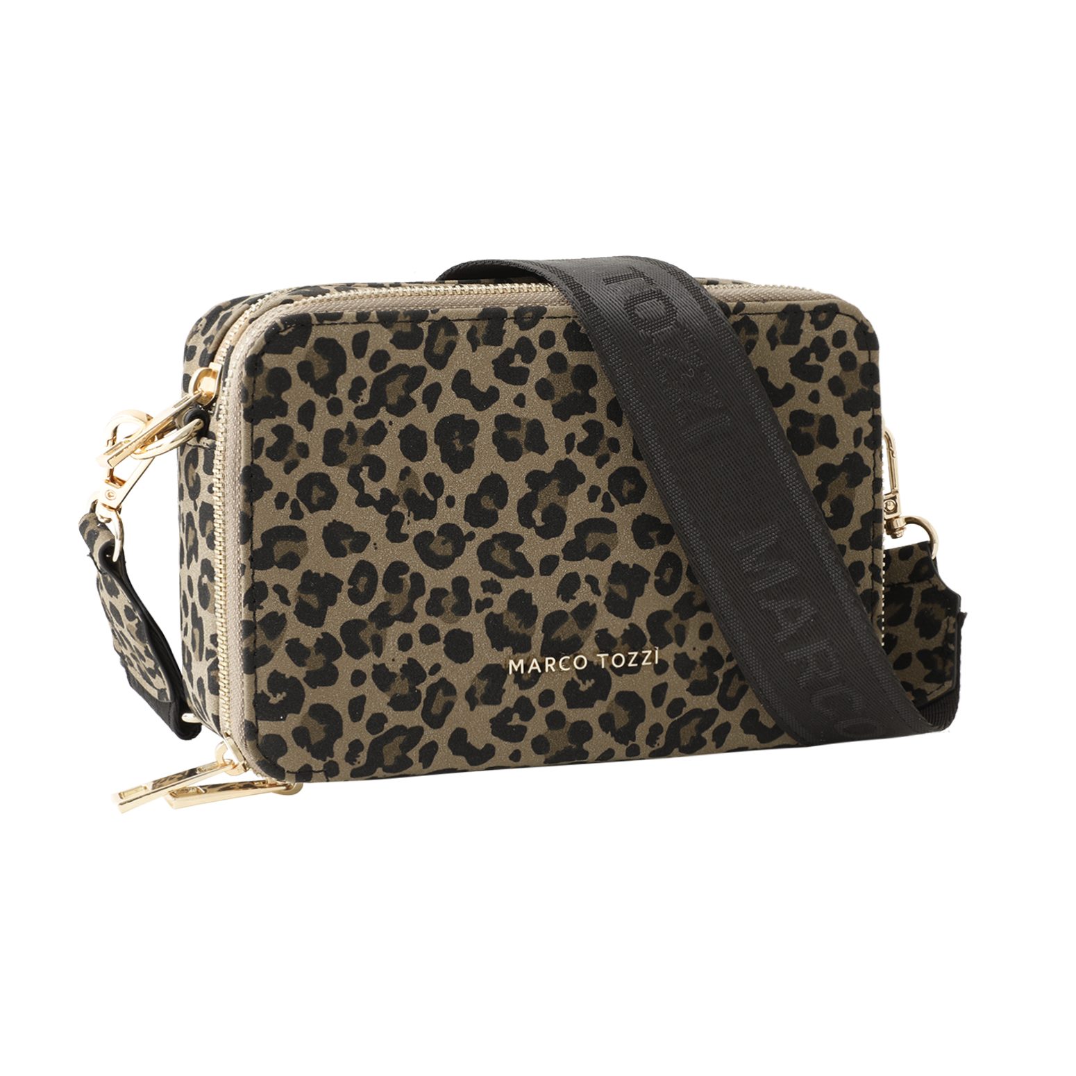 MARCO TOZZI Umhängetasche, Damen Schultertasche, Handtasche im angesagten Leo-Look