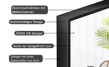 Hopibath Badspiegel Eckig Metall Alu Rahmen Wandspiegel Schwarz (Spiegel Bad, 5mm Glas), 100x60,60x80,50x70,40x60cm