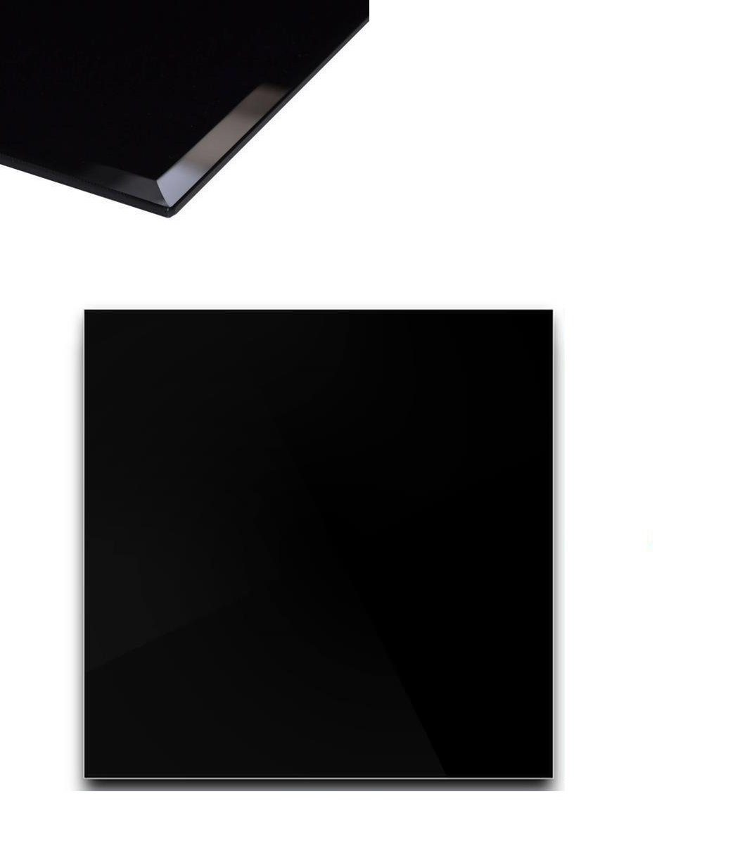 HOOZ Tischplatte Glasplatte / Kaminplatte ESG-Glas – schwarz, quadratisch