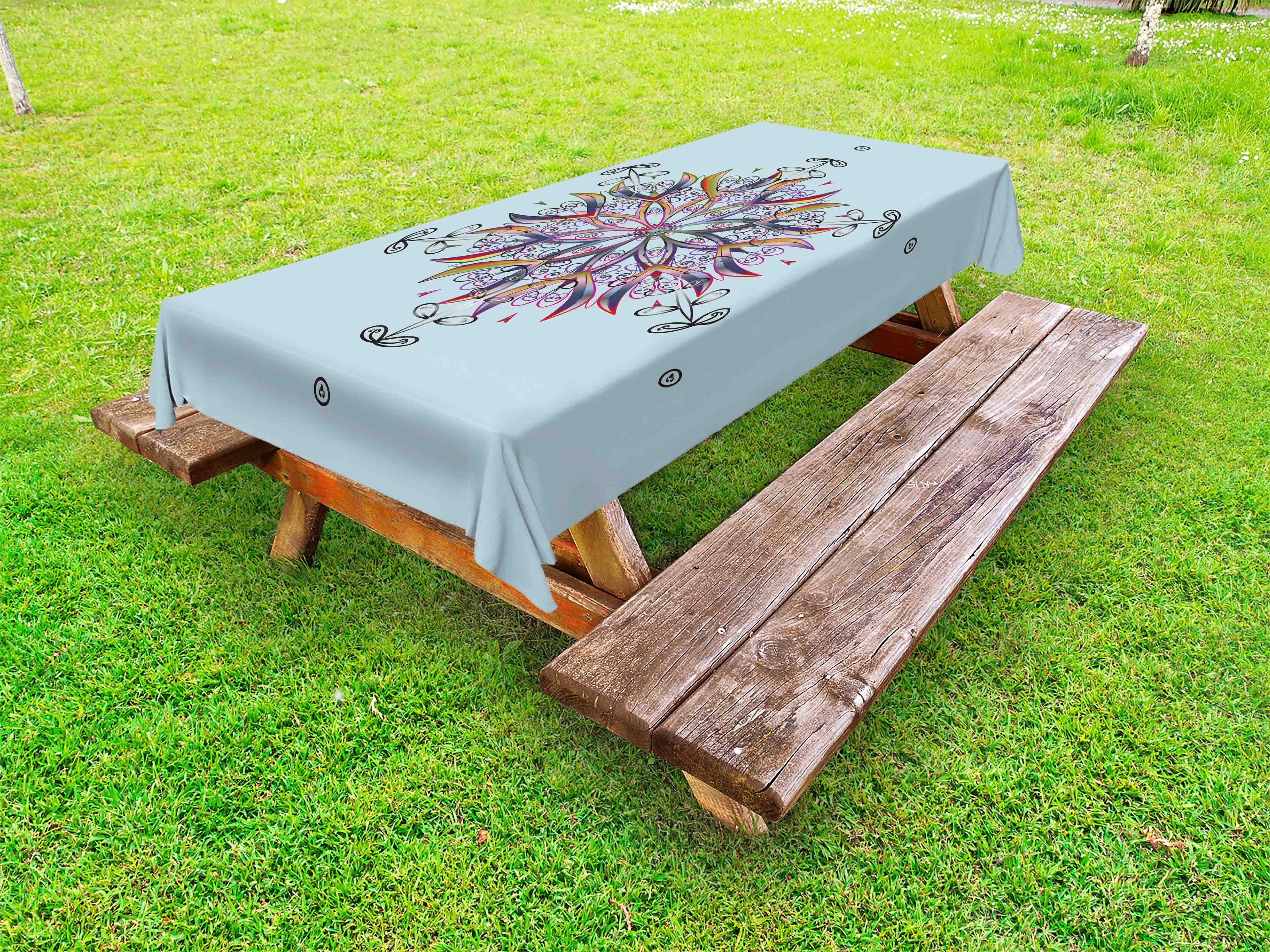 Abakuhaus Tischdecke dekorative waschbare Picknick-Tischdecke, Schneeflocke Doodle Motiv