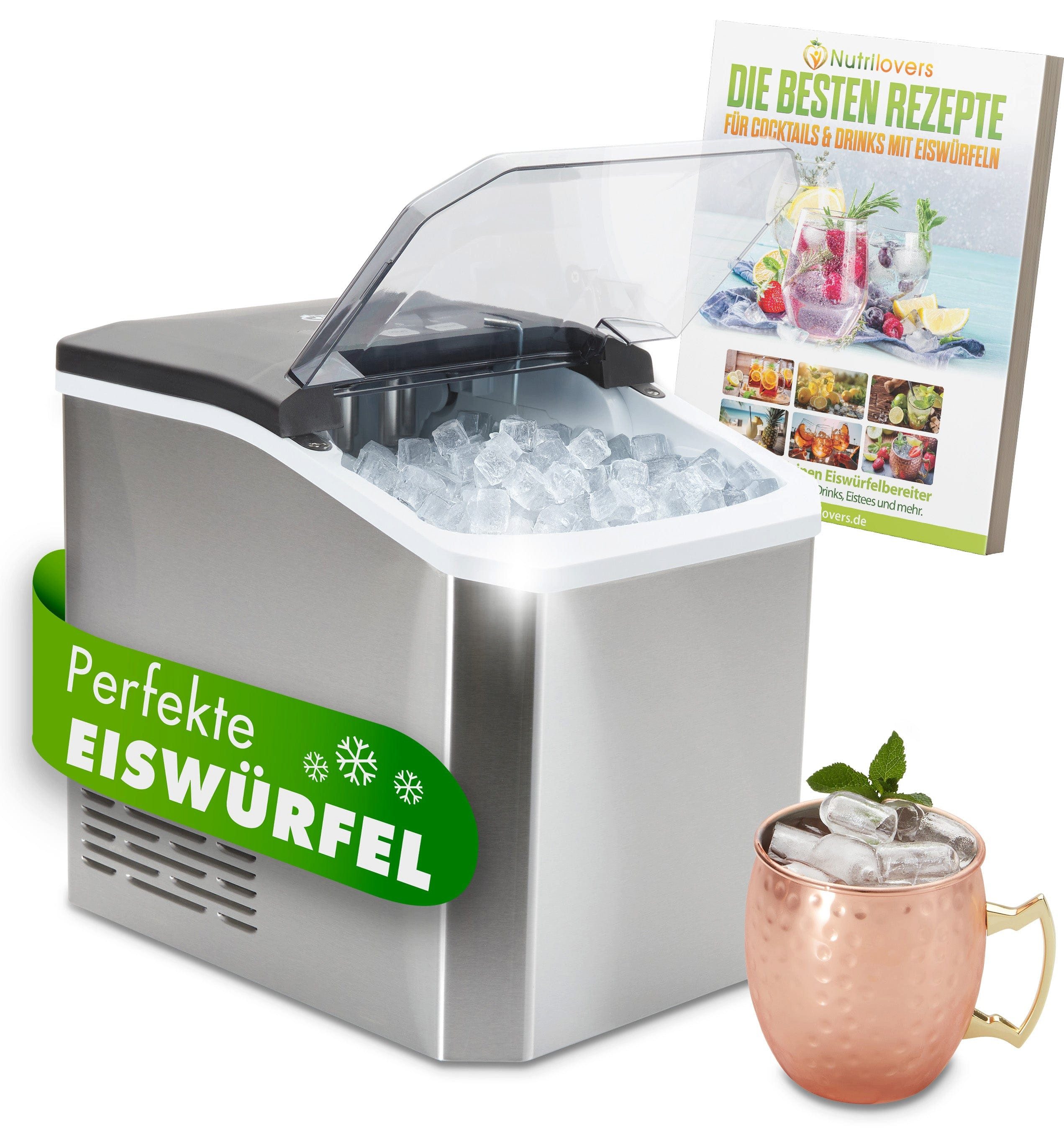Nutrilovers Eiswürfelmaschine Format: Kompakte Eiswürfelmaschine - Schnell Eis - Cocktail Eis
