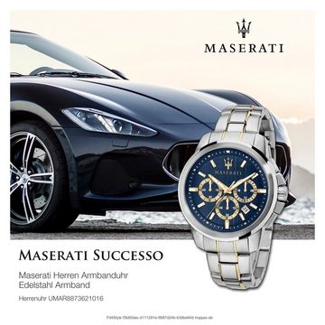 MASERATI Chronograph Maserati Herren Uhr Chronograph, Herrenuhr rund, groß (ca. 52x44mm) Edelstahlarmband, Made-In Italy