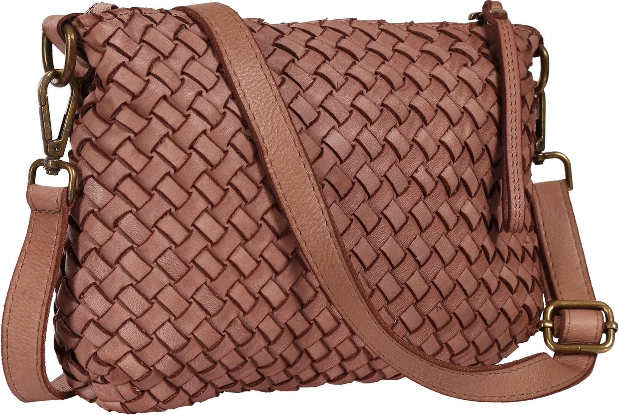 Toscanto Umhängetasche Toscanto Damen Umhängetasche Leder (Umhängetasche), Damen Leder Umhängetasche, altrosa ca. 27cm