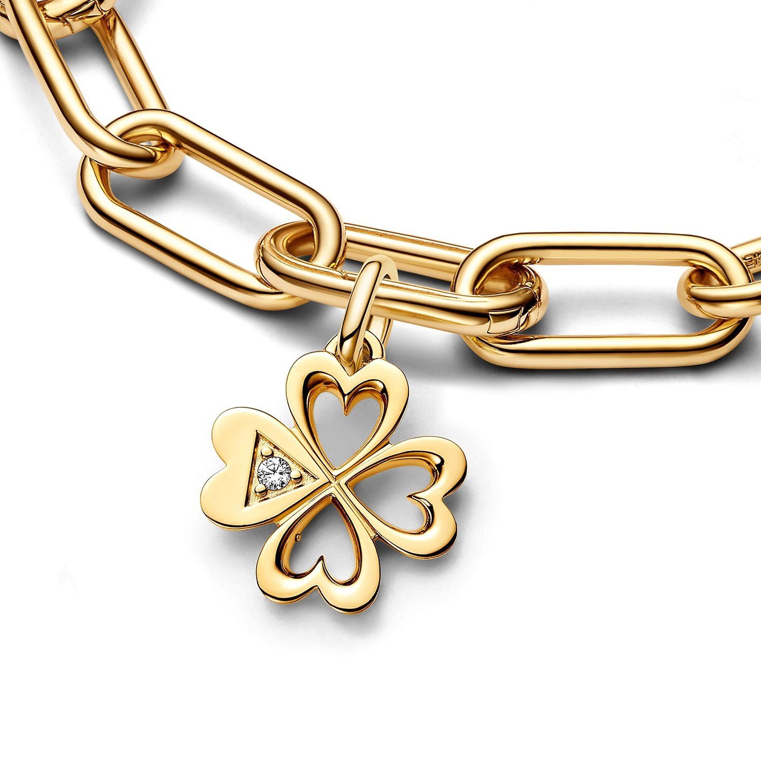 Pandora Charm Herz Herz Vierblättriges Kleeblatt Goldfarben