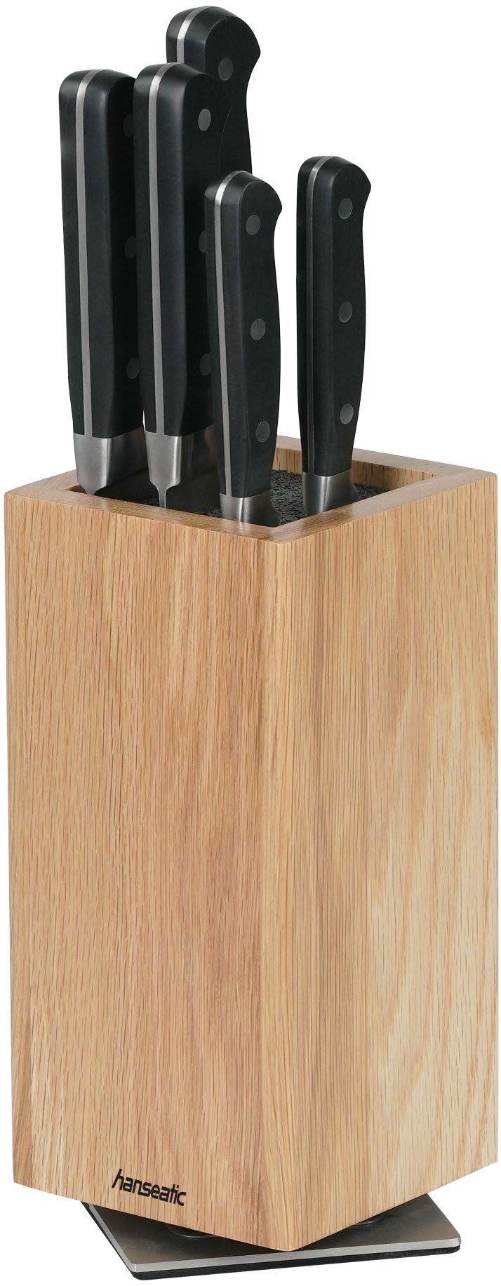 Hanseatic Magnet-Messerblock hanseatic PREMIUM, aus Holz, Messerblock Set, 6-tlg. (6tlg), elegantes Design, herausnehmbarer Borsteneinsatz, 360-Grad-drehbar