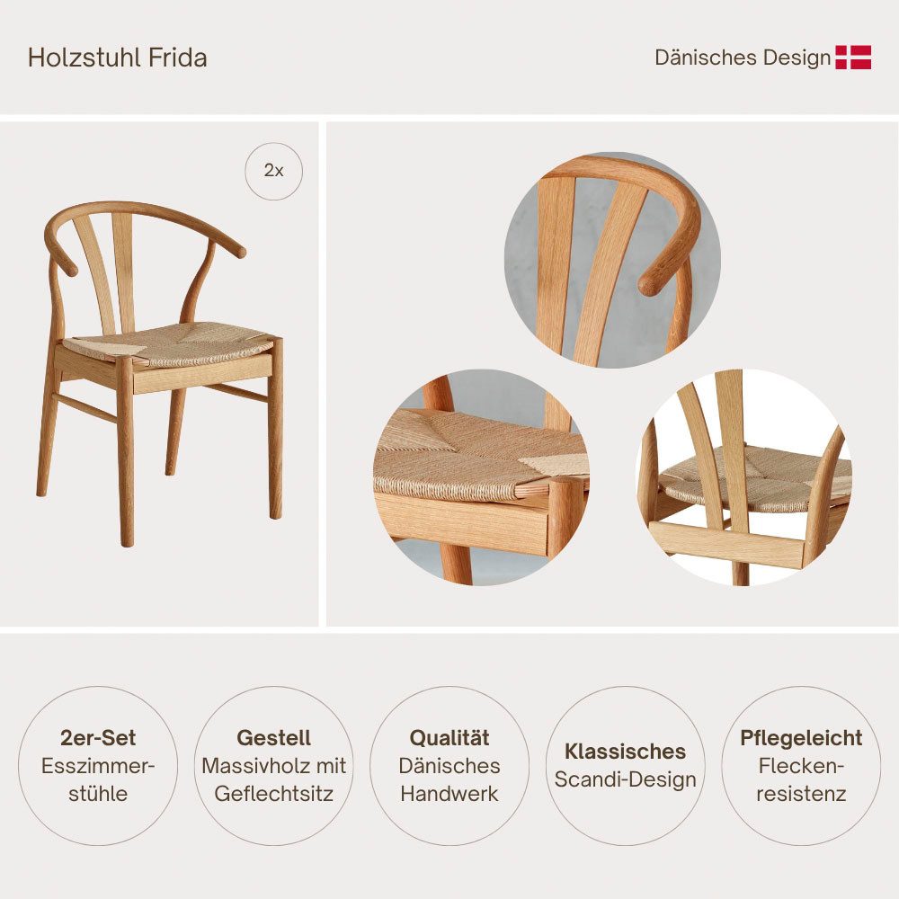 Hammel Furniture Holzstuhl Frida, Stuhl, Holzstuhl, Massivholz mit Flechtsitz - robust, zeitlos (Set, 2 St), Massivholz, mit Flechtsitz, versch. Farbvarianten