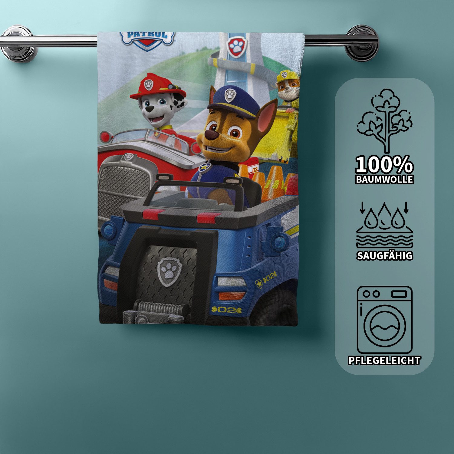 AY!Max Handtücher Paw Patrol Duschtuch Badetuch Strandtuch blau 70 x 140cm, (1 Duschtuch, 1-St), Langlebig