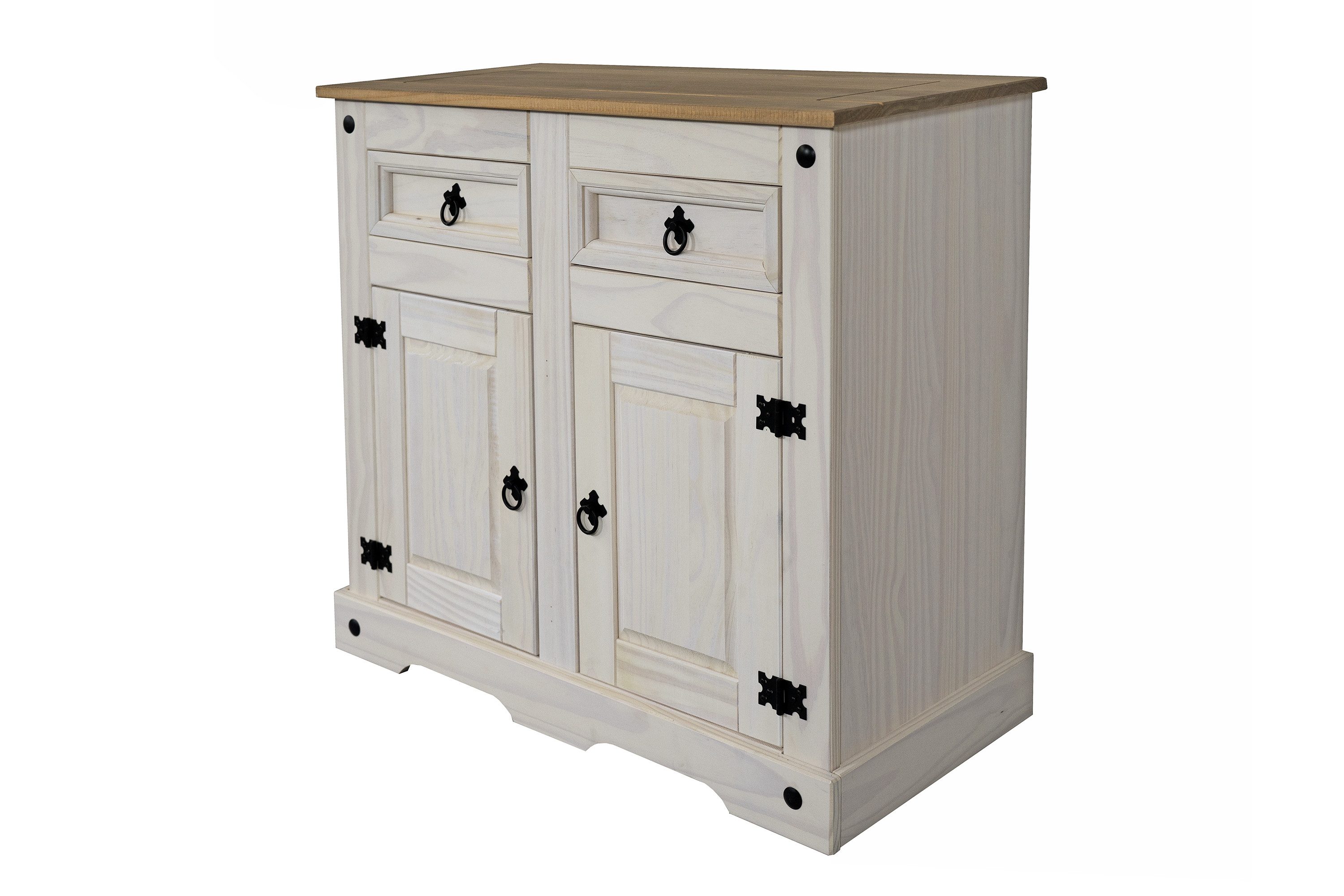 Loreno® Sideboard Mexiko, massives Pinienholz, mit Türen und Schubladen, im Landhaus-Stil