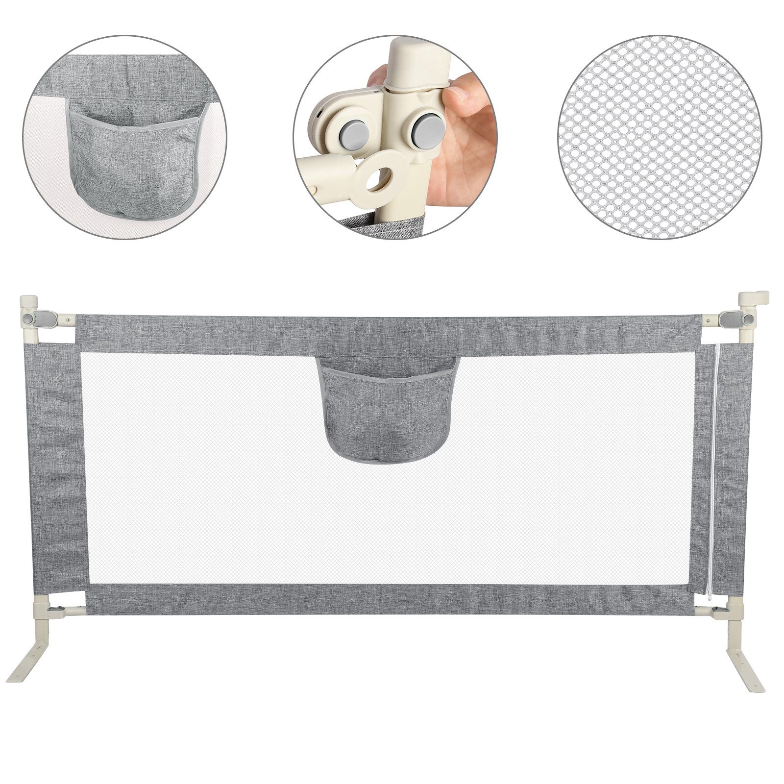 JEOBEST Bettschutzgitter Bettgitter, Kinderbettgitter Babybettgitter, Siche günstig online kaufen