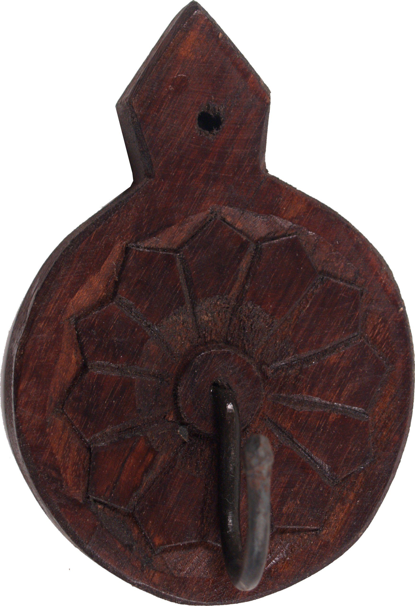Guru-Shop Kleiderhaken Indischer runder Wandhaken aus Holz,..