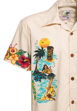 KingKerosin Kurzarmhemd Honolulu Hawaii im Allover-Print