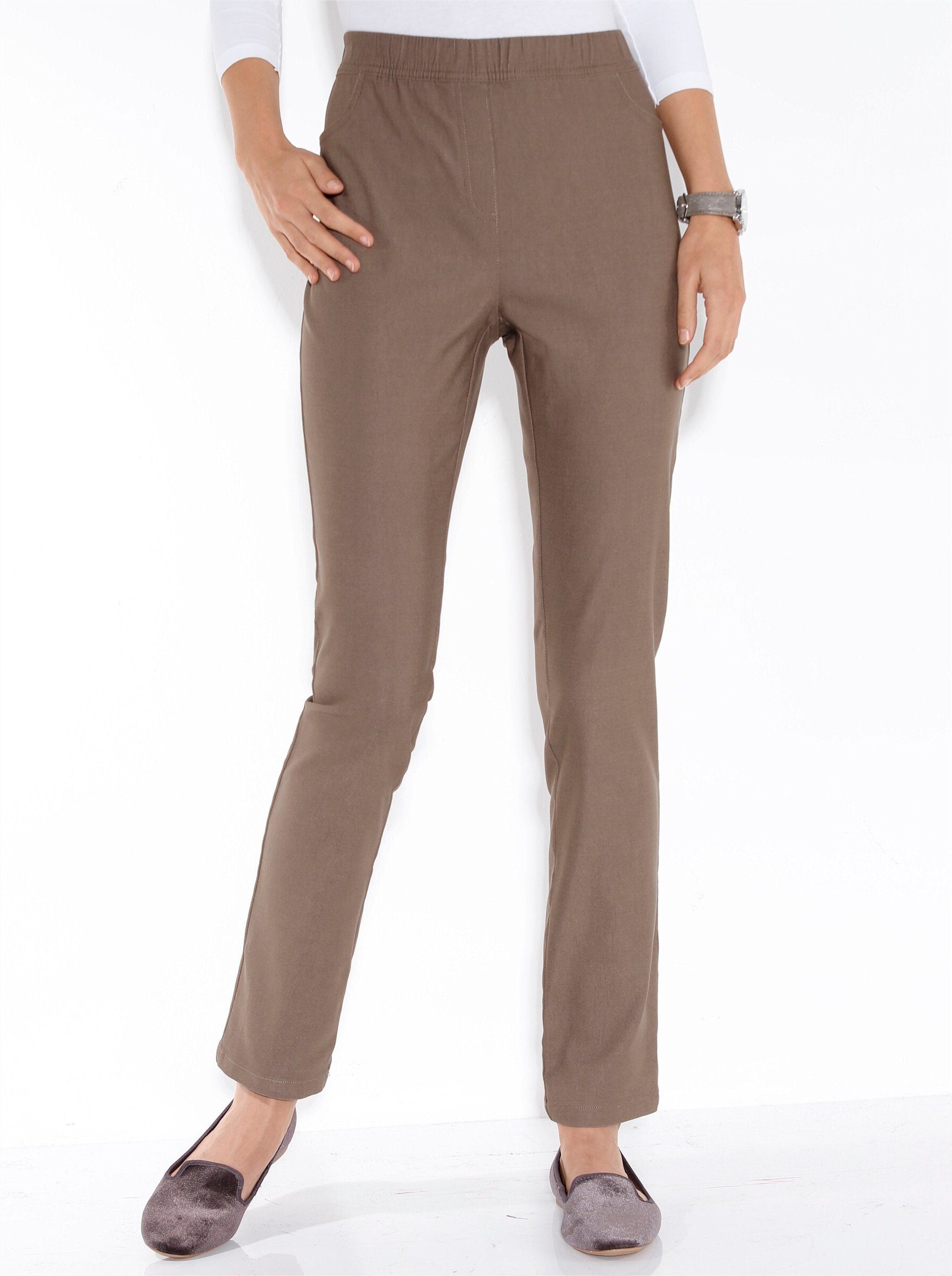 Sieh an! Jerseyhose Innenbeinlänge ca. 77 cm taupe