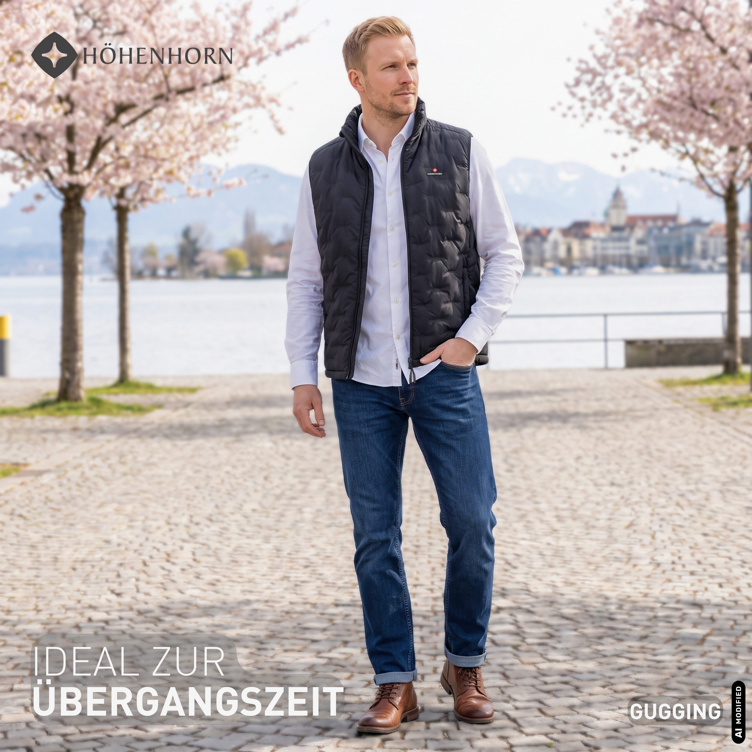 Höhenhorn Steppweste Gugging Herren Weste für Männer Steppjacke Sportjacke Freizeitjacke Regenkapuze im Kragen – Bild 3 von 5