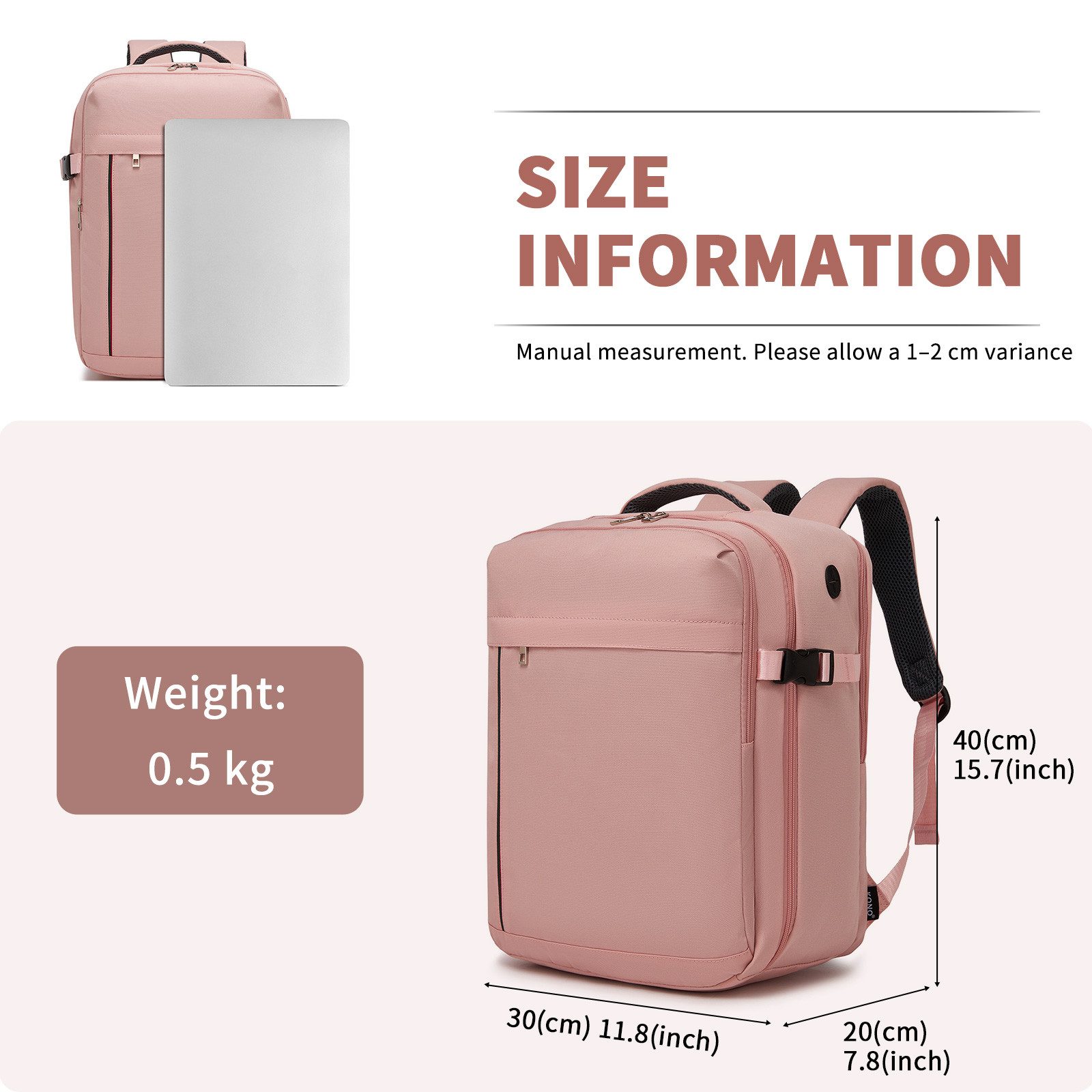 KONO Rucksack Kabinentasche für Ryanair – Handgepäck-Rucksack, 40x30x20 cm, 25 Liter