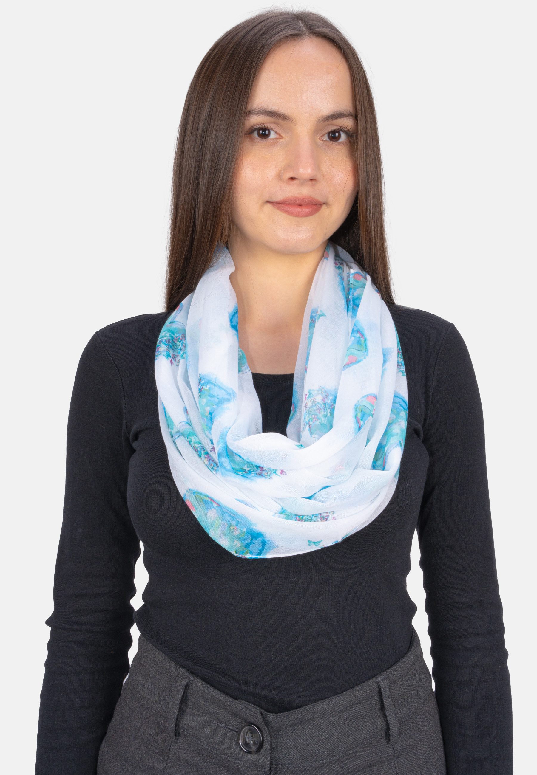 Seasons of April Loop Loop Amira, Dünn, Leicht & Weich: Damen Loop mit Herz- & Schmetterlingsmotiv