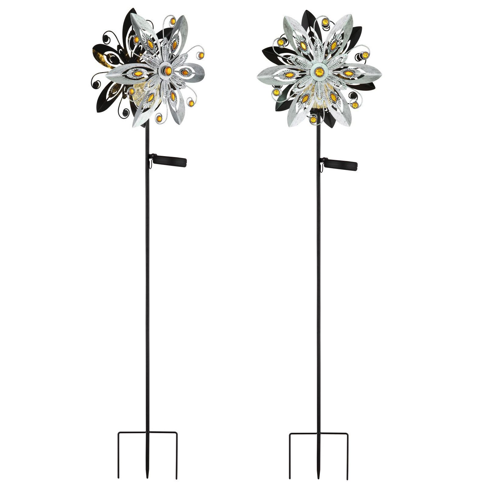 LED Solarleuchte Solarleuchte Garten Außen 2er Set Solarlampe Erdspieß Windrad Solar