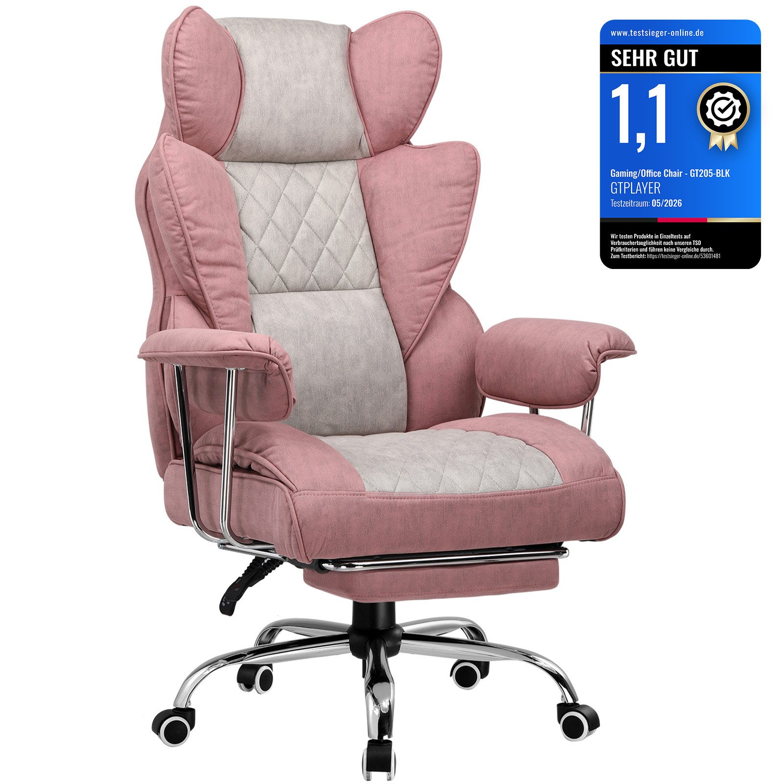 GTPLAYER Gaming-Stuhl Bürostuhl Gamer Stuhl gaming stuhl Schreibtischstuhl Chefsessel, mit Taschenfeder-Lendenwirbelstütze, breiter Büro-Computersessel