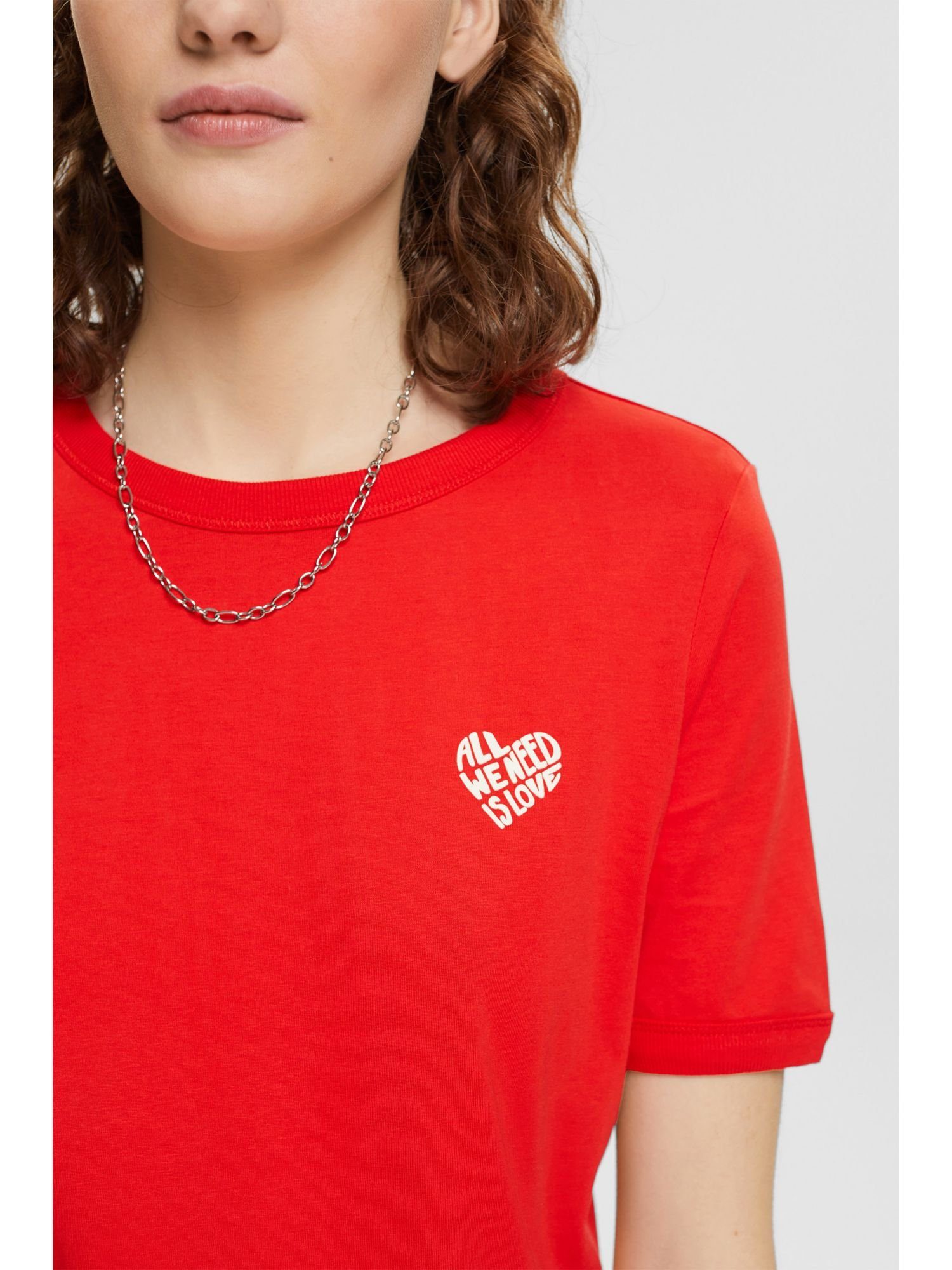 Esprit T-Shirt herzförmigem RED Baumwoll-T-Shirt Logo mit (1-tlg)