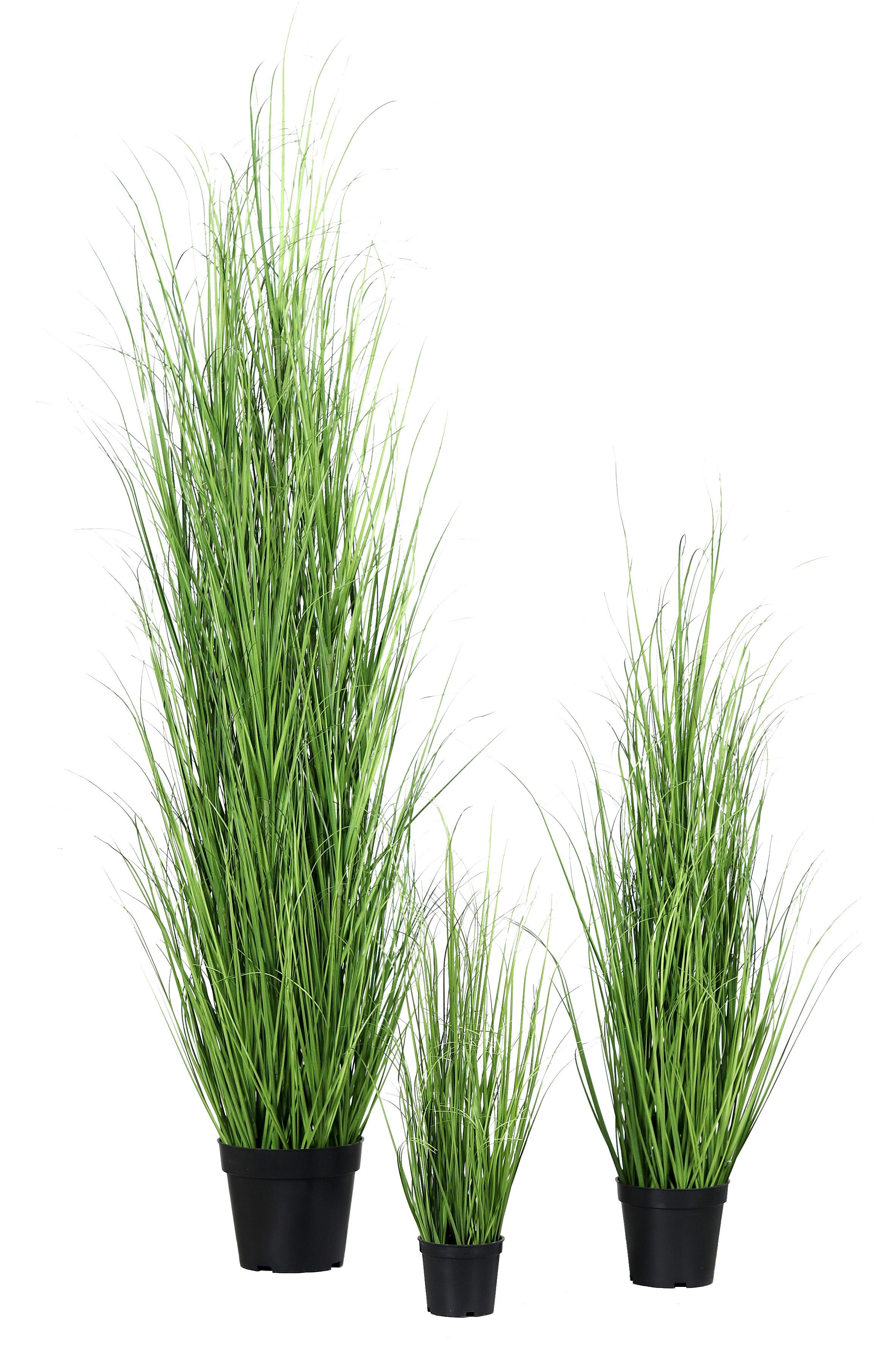 Kunstgras Gras im Topf 60/95/150 cm im schwarzer Kunststofftopf Kunstpflanze, mucPlants, Höhe 60 cm – Bild 4 von 4