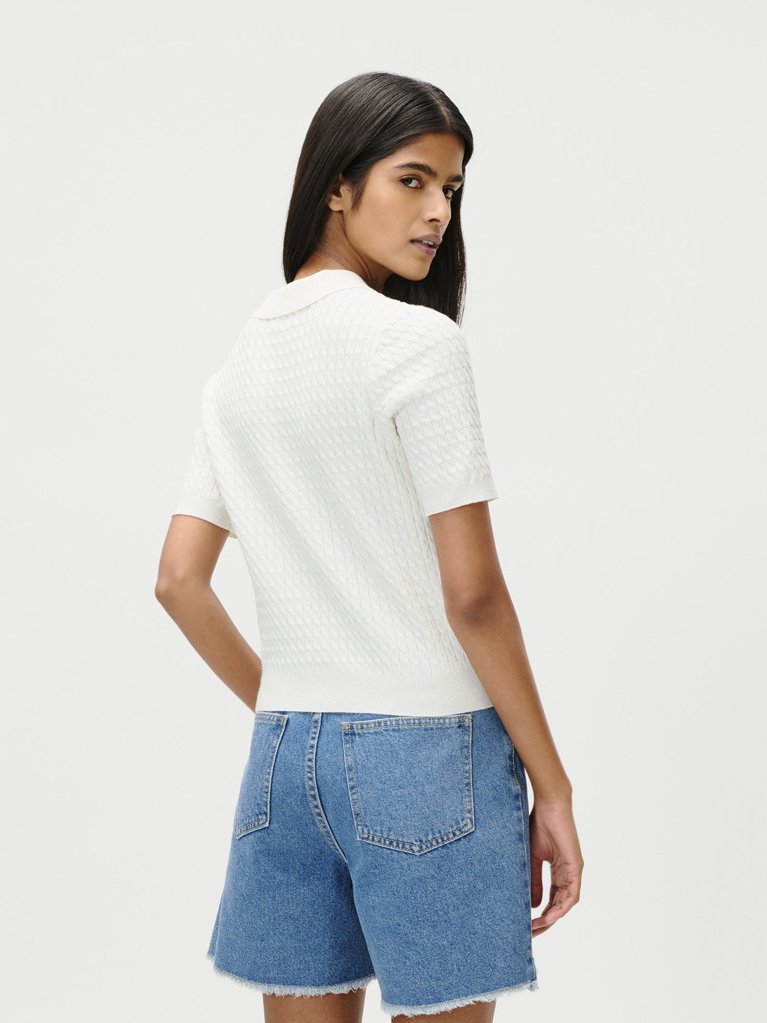 LeGer Poloshirt Manolja, LeGer by Lena Gercke mit Zopfmuster, Logostickerei