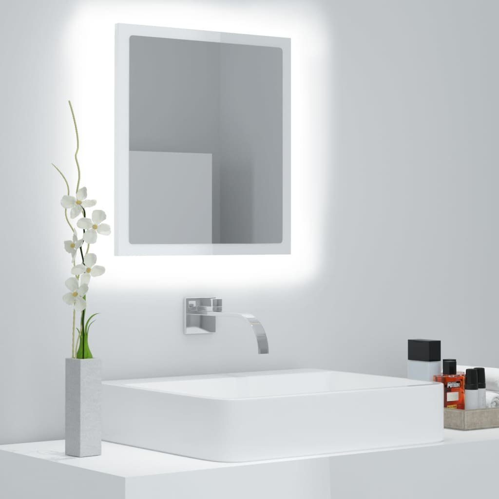 vidaXL Badezimmerspiegelschrank LED-Badspiegel Hochglanz-Weiß 40x8,5x37 cm Acryl (1-St)