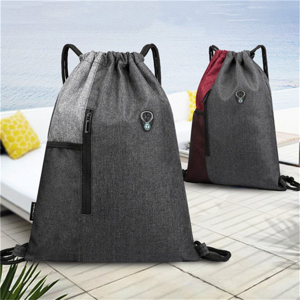 Blusmart Turnbeutel Kordelzug Sportbeutel mit Außenreißverschluss (Große Kapazität Bündel Kordel zug Tasche, Wasserdichten Rucksack), Für Outdoor, Wandern, Camping, Fitness usw.