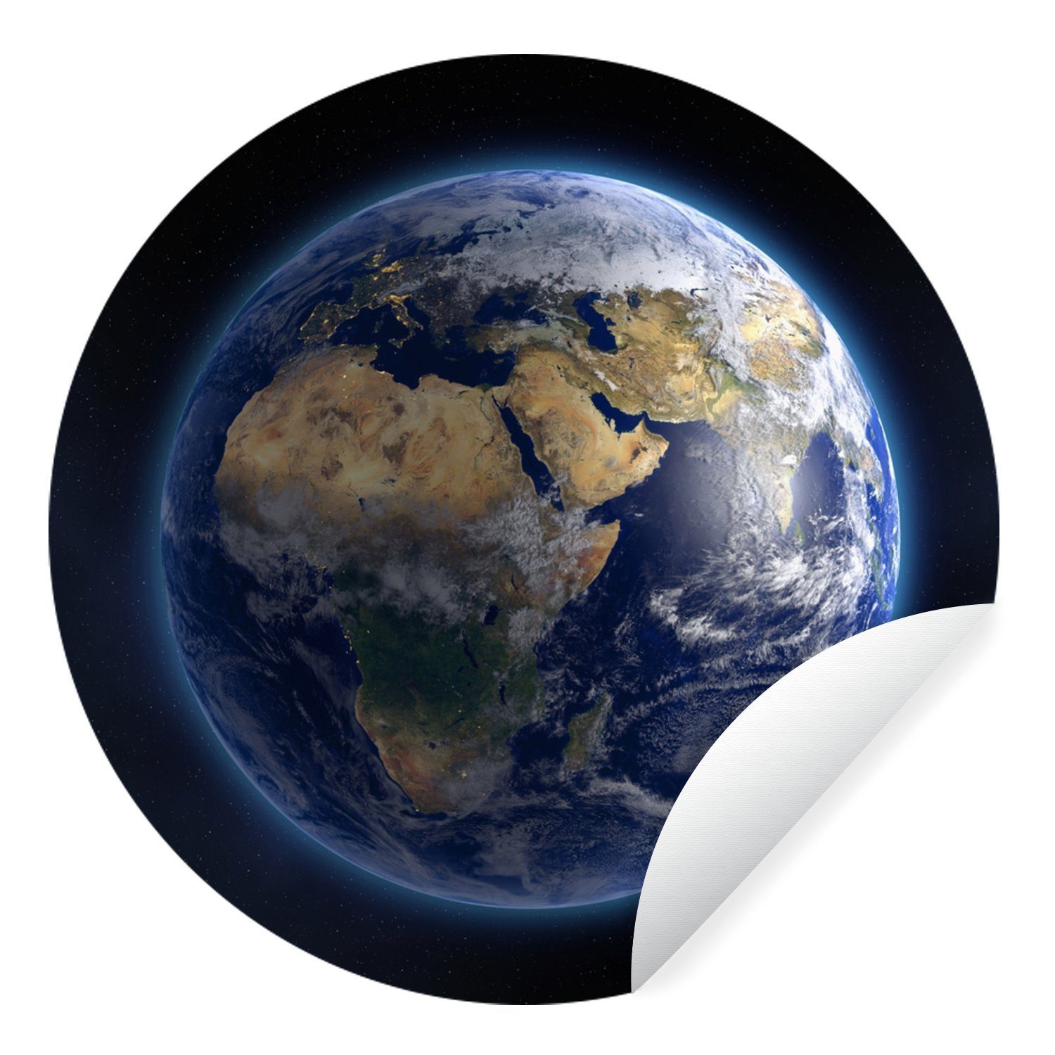 MuchoWow Wandsticker Erde - Weltraum - Planeten (1 St), Tapetenkreis für Kinderzimmer, Tapetenaufkleber, Rund, Wohnzimmer