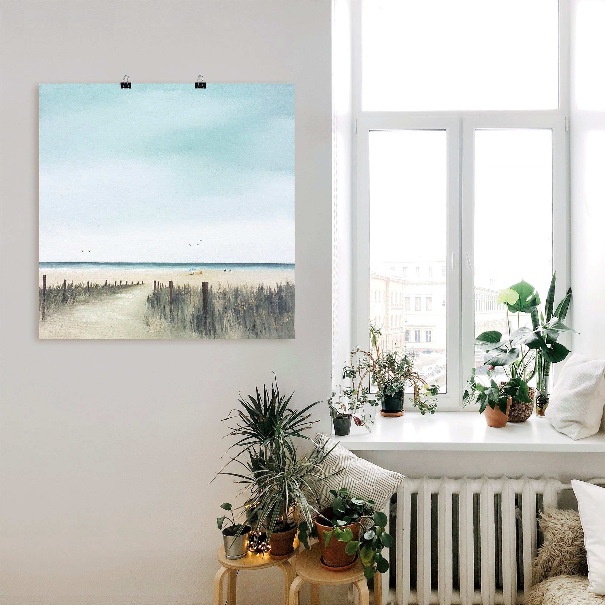 (1 versch. Strand Sonniger Wandaufkleber Größen Wandbild in Poster Leinwandbild, Artland II, St), als Morgen oder