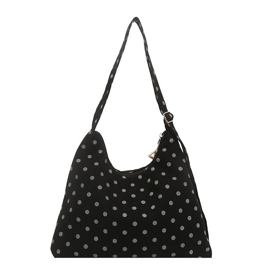 Zaewry Schultertasche Retro gepunktete Cord-Schultertasche mit großer Kapazität, Tote Bag, geeignet für Arbeit, Reisen und Freizeit