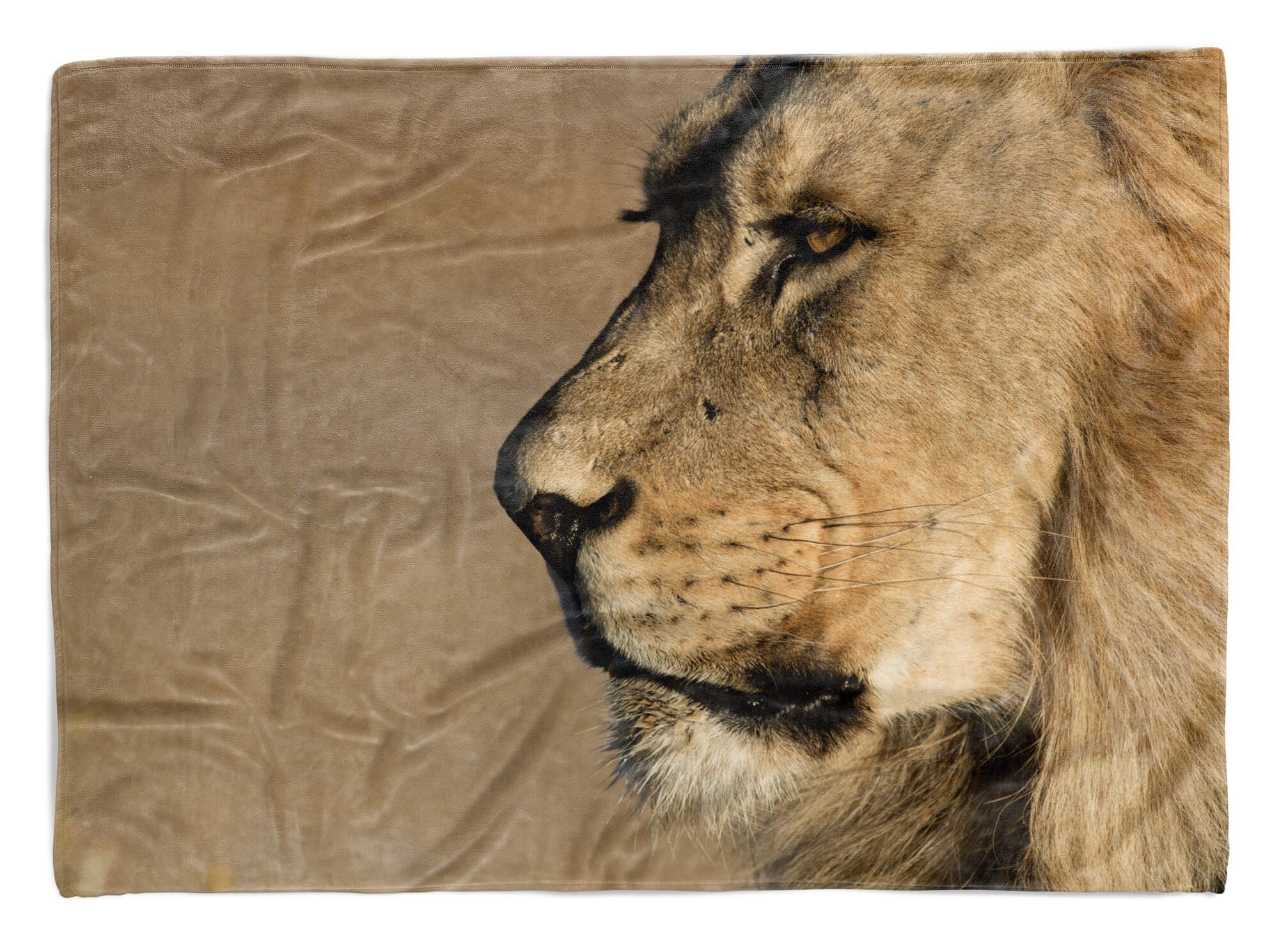 Sinus Art Handtücher Handtuch Strandhandtuch Saunatuch Kuscheldecke mit Tiermotiv großer Löwe, Baumwolle-Polyester-Mix (1-St), Handtuch