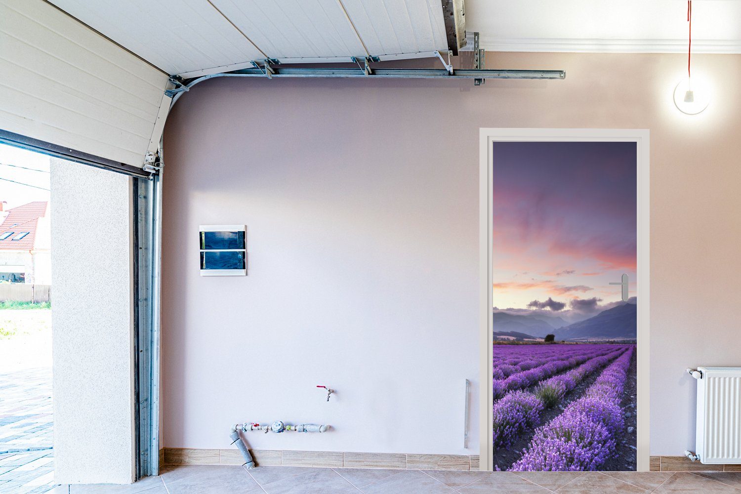 cm Matt, Lavendel, 75x205 Sonnenuntergang für Tür, über Türtapete St), (1 MuchoWow bedruckt, Fototapete Türaufkleber,