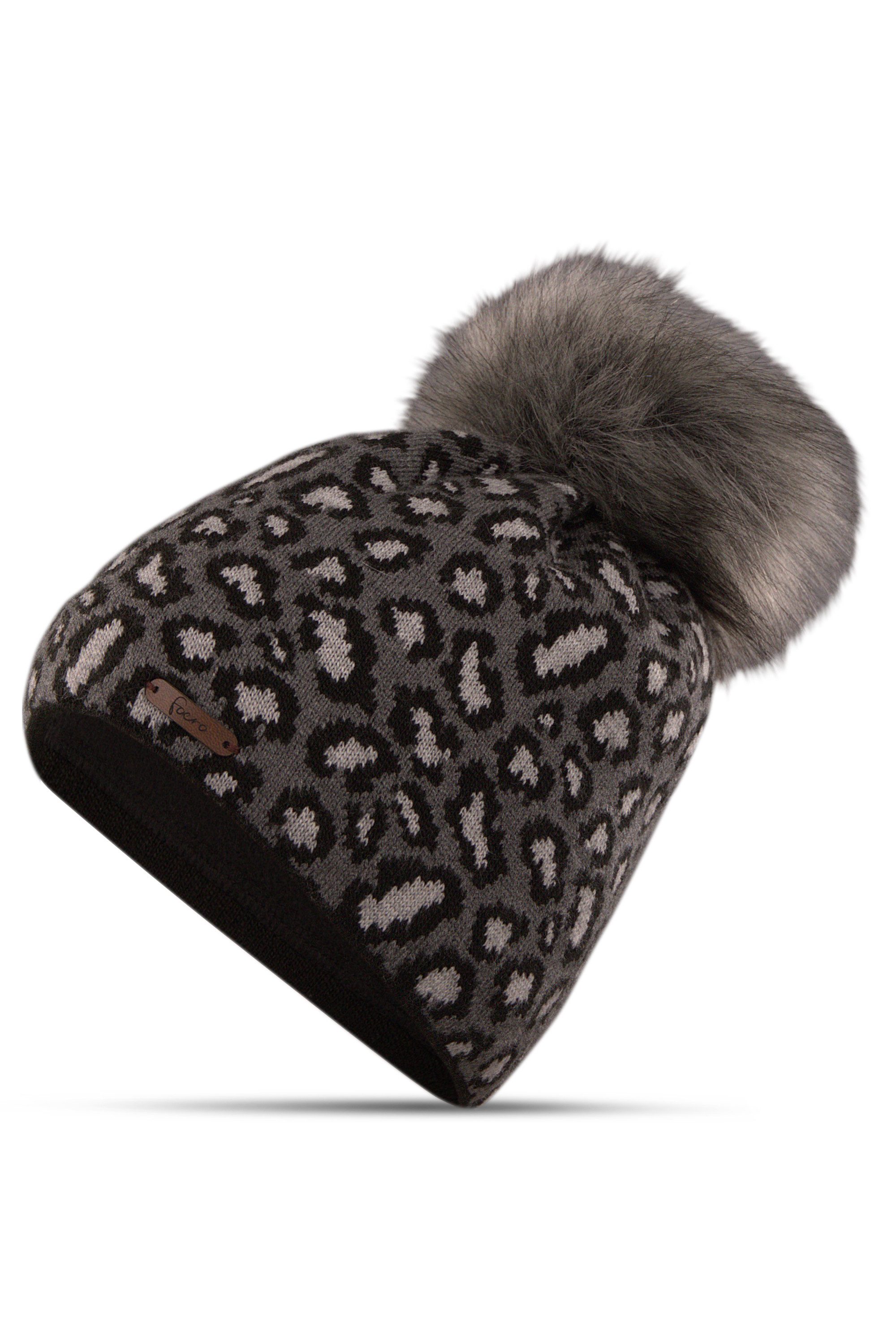 malito more than fashion Strickmütze gefütterte Wintermütze mit Bommel Leo M197 gefütterte Leo Wintermütze mit Bommel Onesize