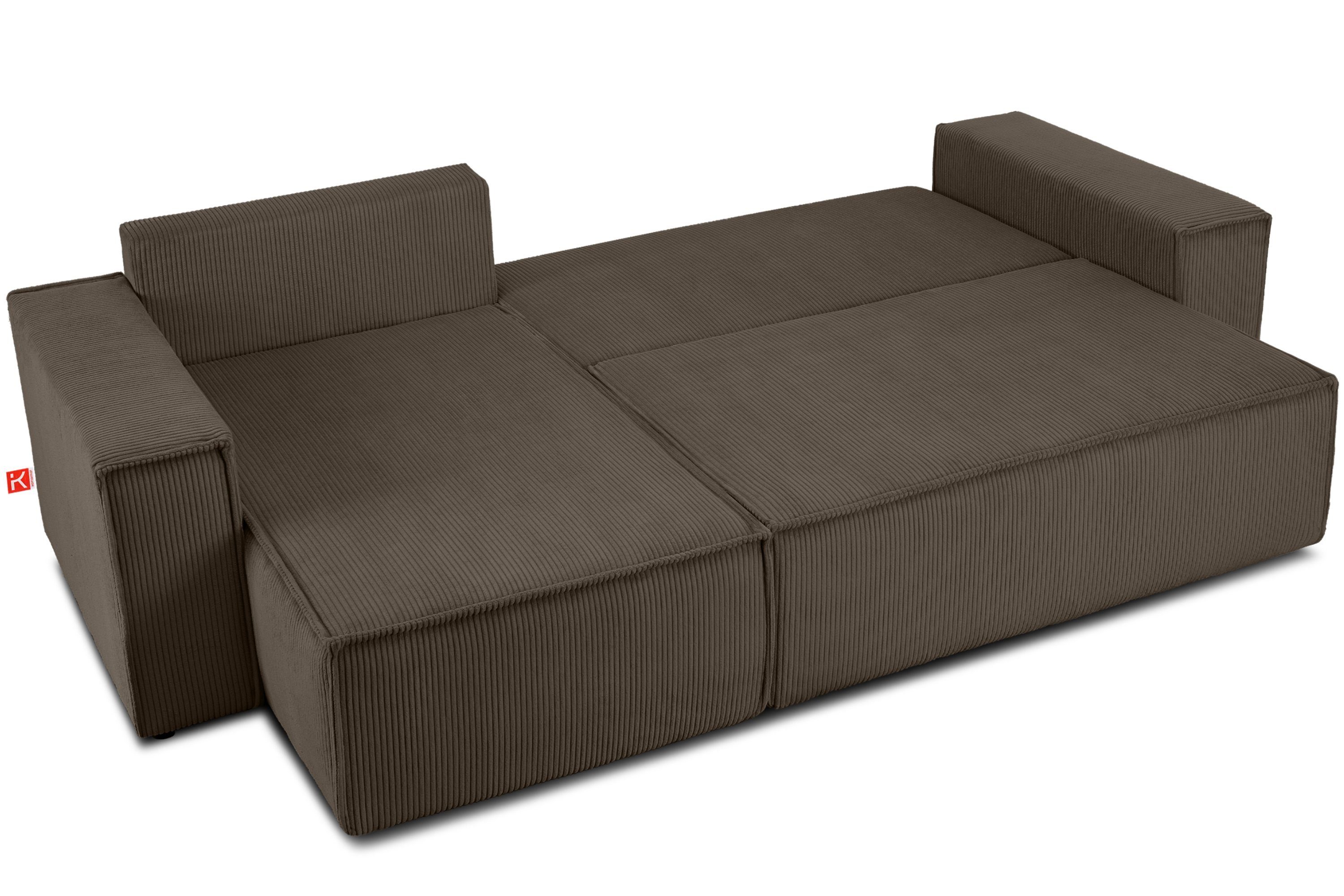 in Schlaffunktion, Universal-Ecksofa rechts, Konsimo Pet in braun EU, links Cord-Stoff oder der NAPI mit Ecksofa Friendly hergestellt