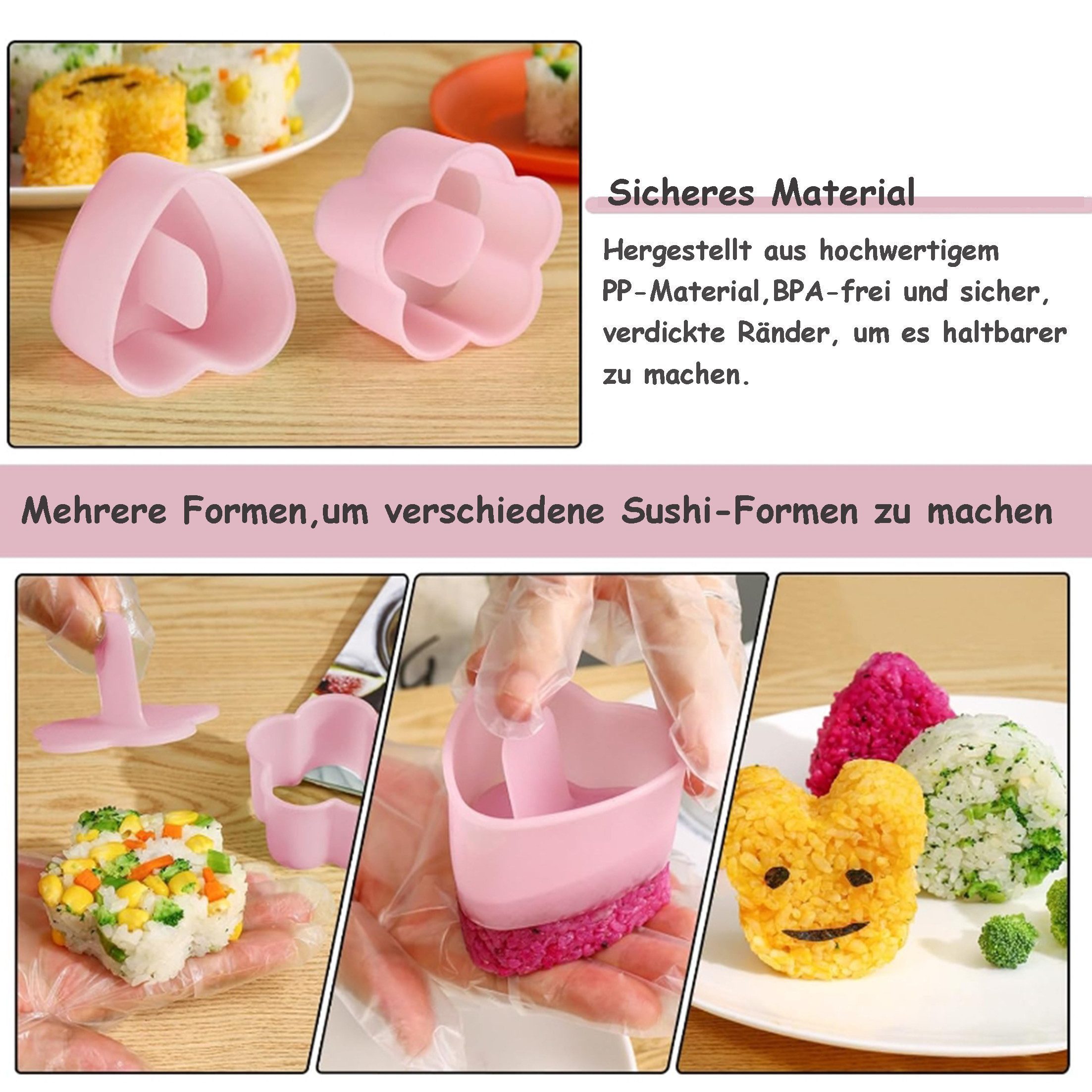 KINSI Sushi-Roller Sushi Form Set 5-teilig - Mehrschichtige Reisform für Sushi Kugeln, (5-tlg), DIY Sushi Maker für Bento Box