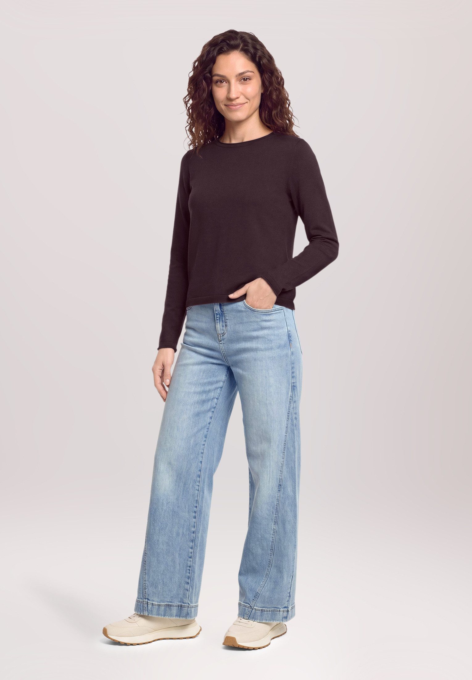 Cartoon Strickpullover Damen mit Rundhalsausschnitt (1-tlg)