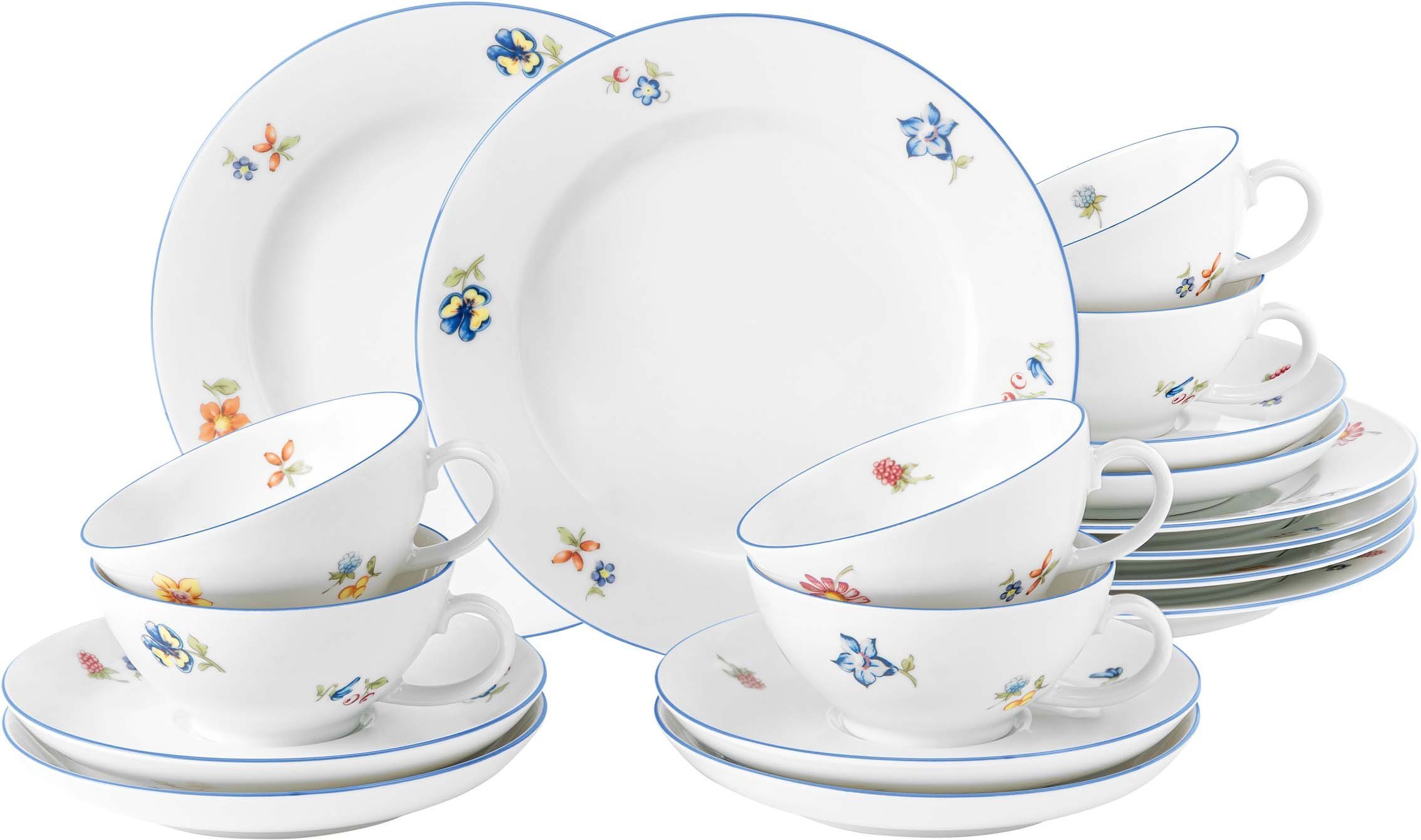 Seltmann Weiden Чайный сервиз Geschirr-Set Sonate Nostalgie (18-tlg), 6 Personen, Porzellan, Tassen, Untertassen, Teller, Made in Germany, 18 Teile, für 6 Personen
