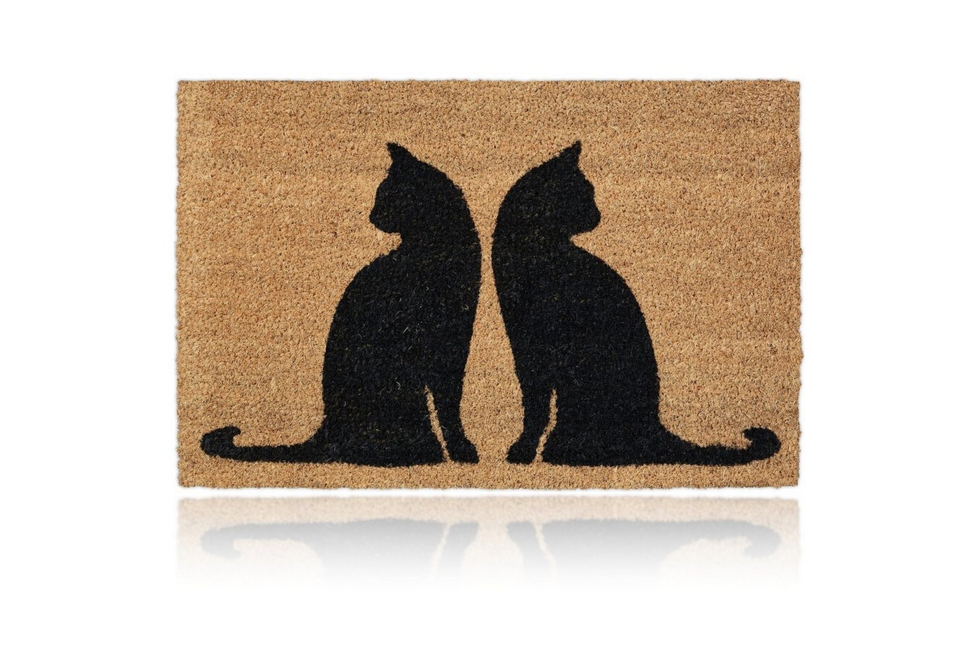 relaxdays Fußmatte Kokos Fußmatte mit Katzenmotiv, Rechteckig, Höhe: 15 mm