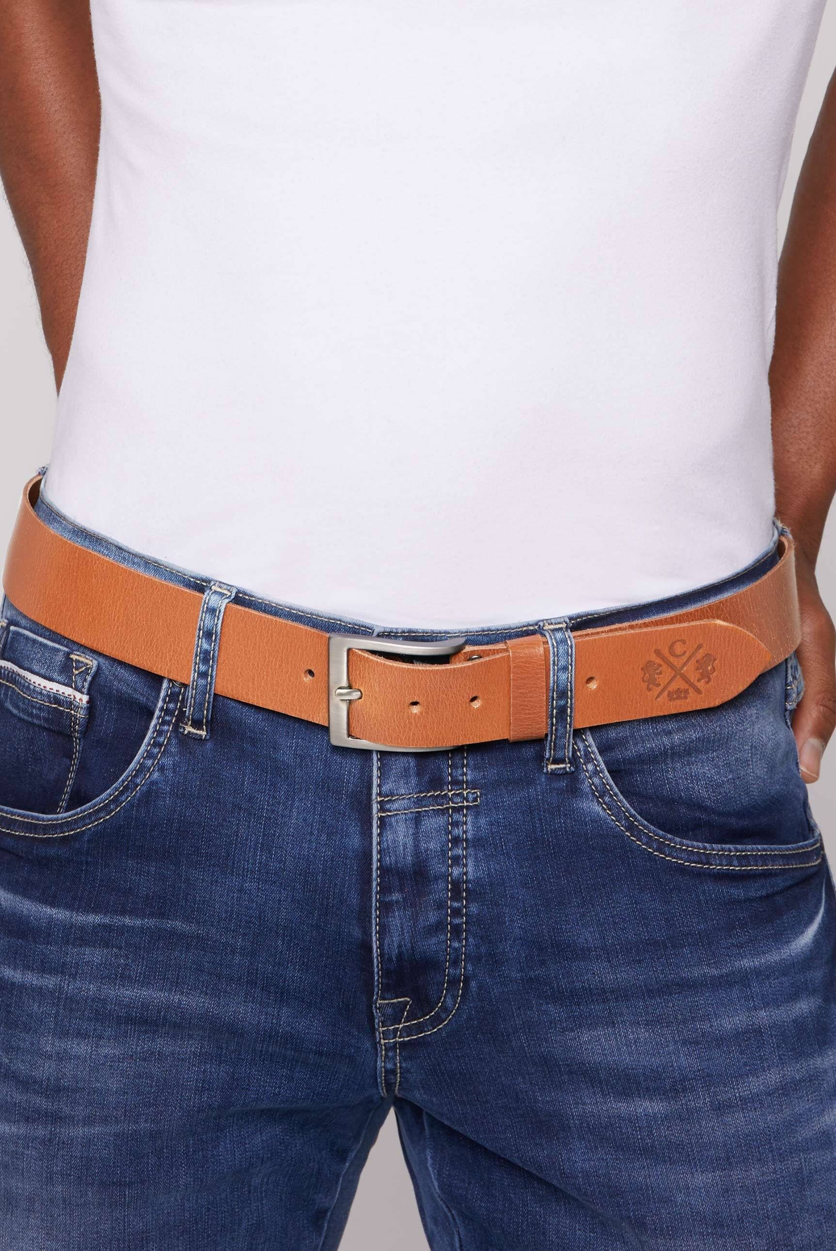 CAMP DAVID Ledergürtel mit Logo-Prägung