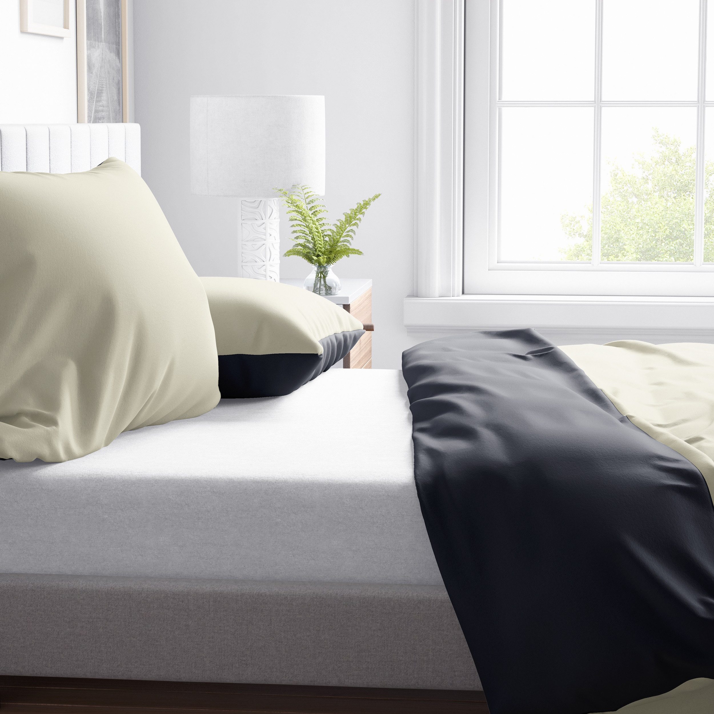 Leonado Vicenti Bettwäsche 135x200, 155x220, 200x200 und 200x220 cm, Baumwolle, 2 teilig, Unifarben mit Wendeseite und Reißverschluss