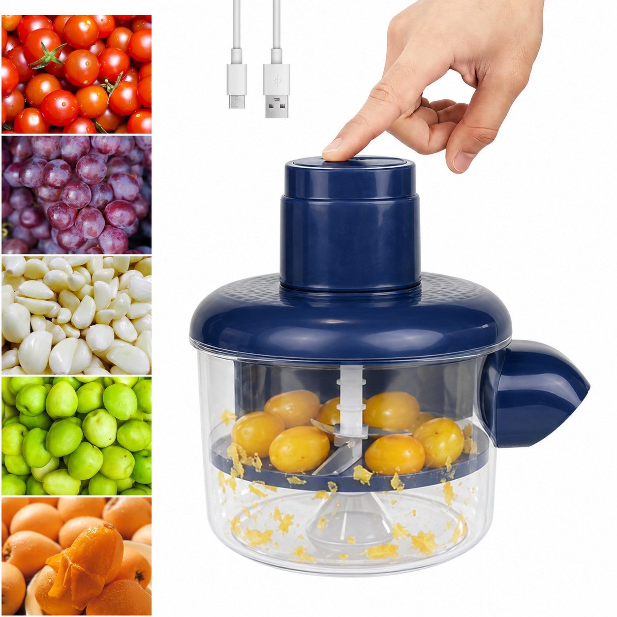 ibettertec Obstschneider Obstschäler - für Trauben, Kirschen & Tomaten,automatisch,USB, (35 W, mit Auffangbehälter & Auslauf, für schnelle …